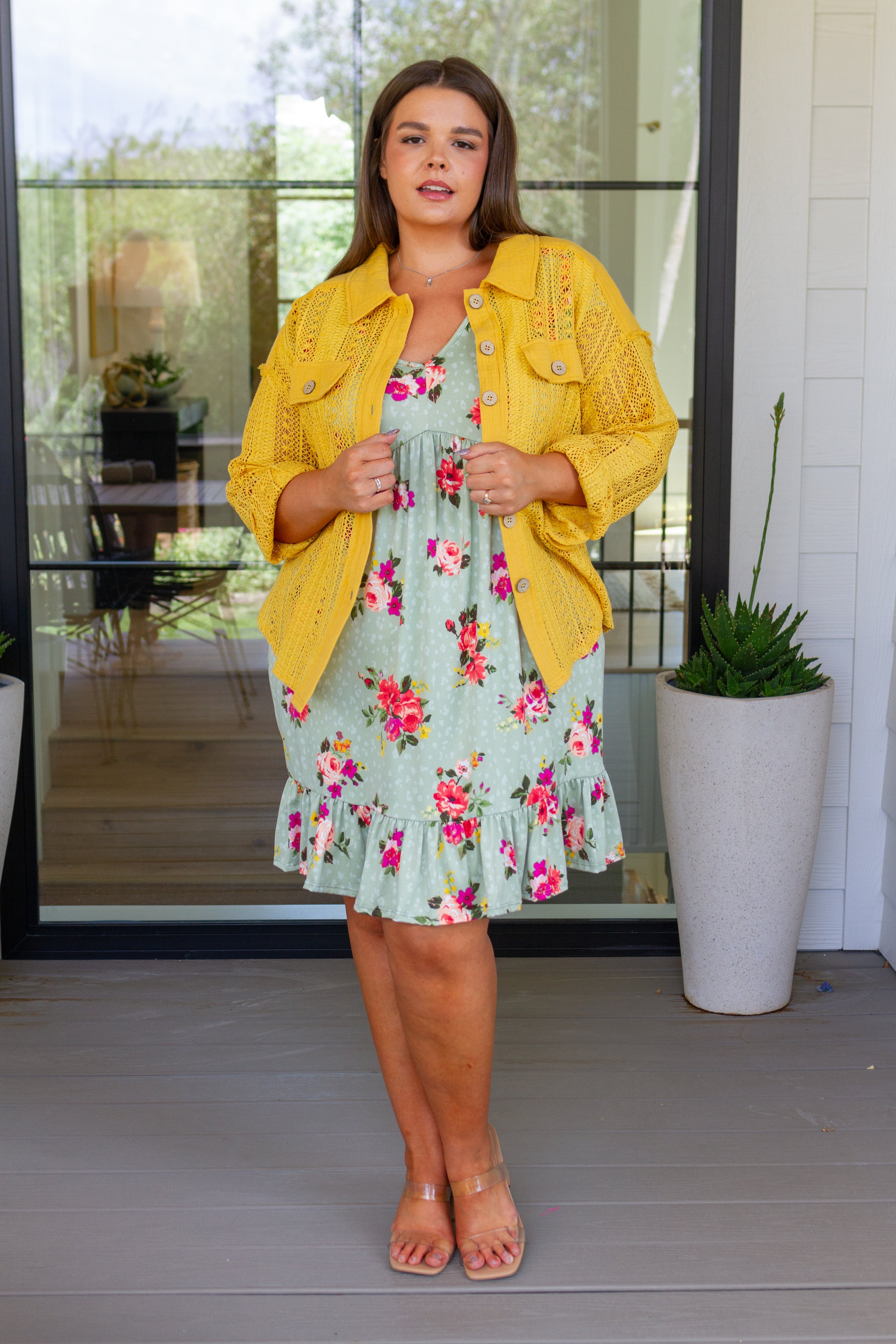 Sweeter Than Nectar Lace Button Down in Honey Tops Ave Shops