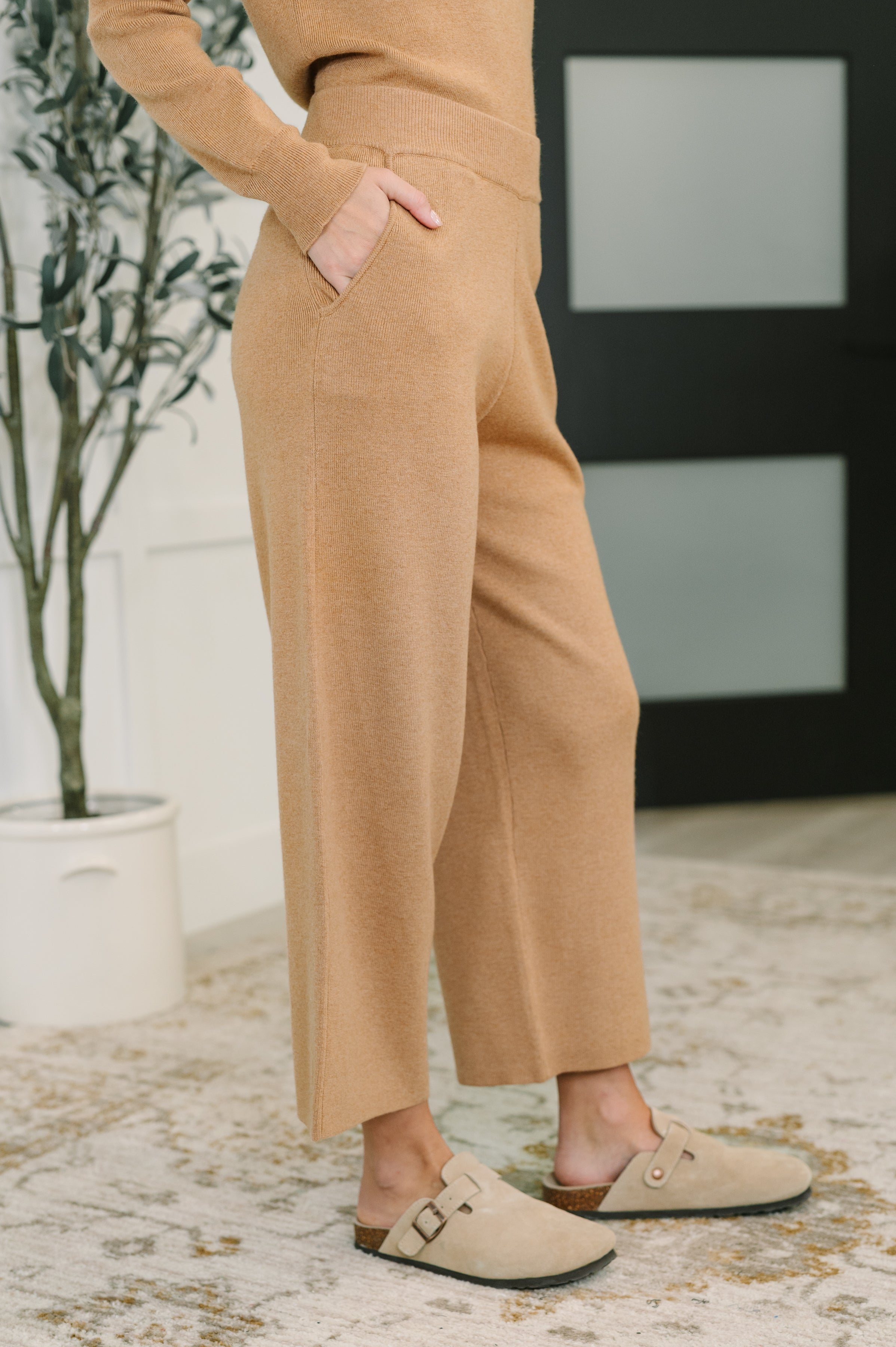 Clove Cozy Knit Culottes in Camel