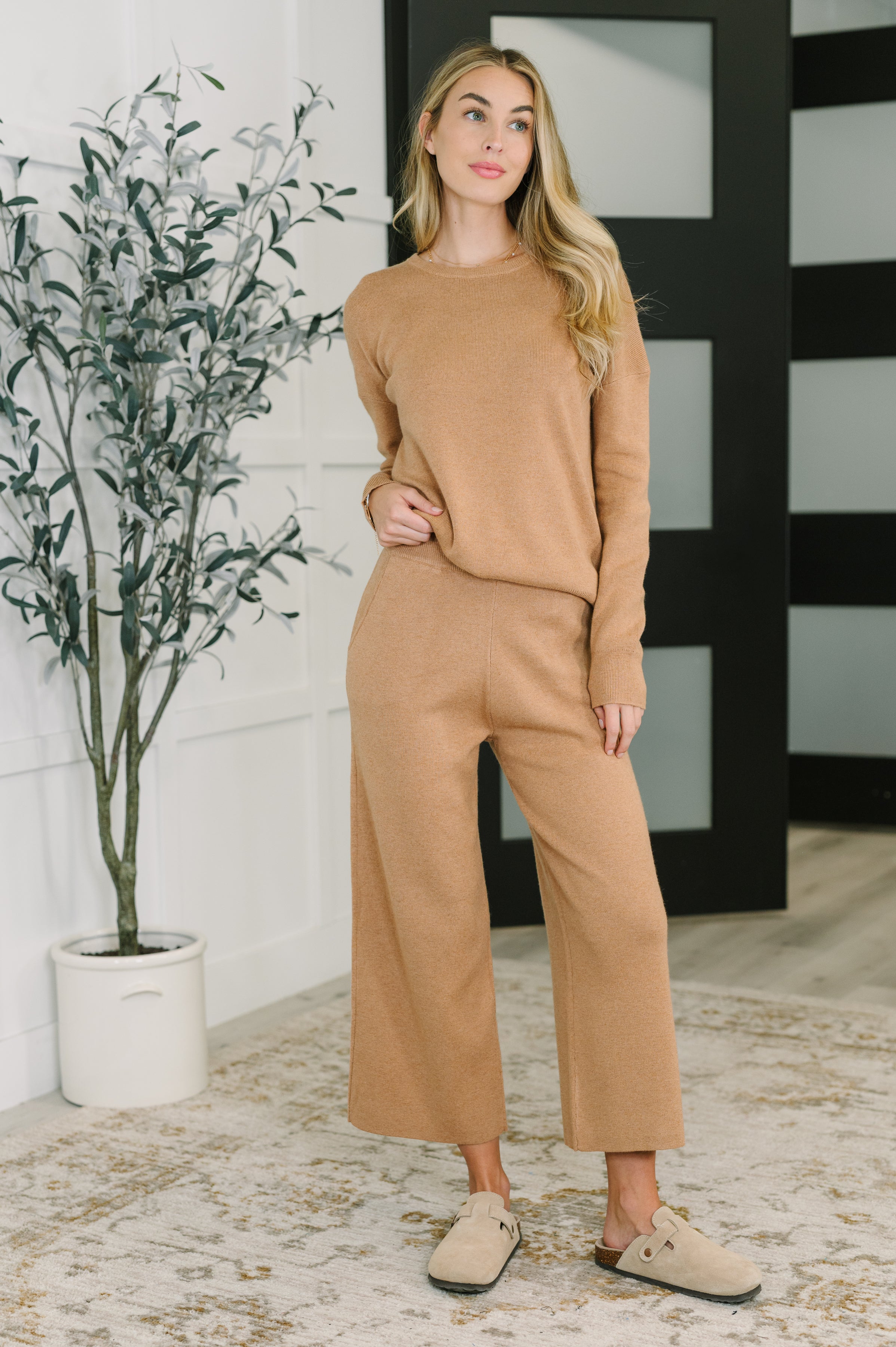 Clove Cozy Knit Culottes in Camel
