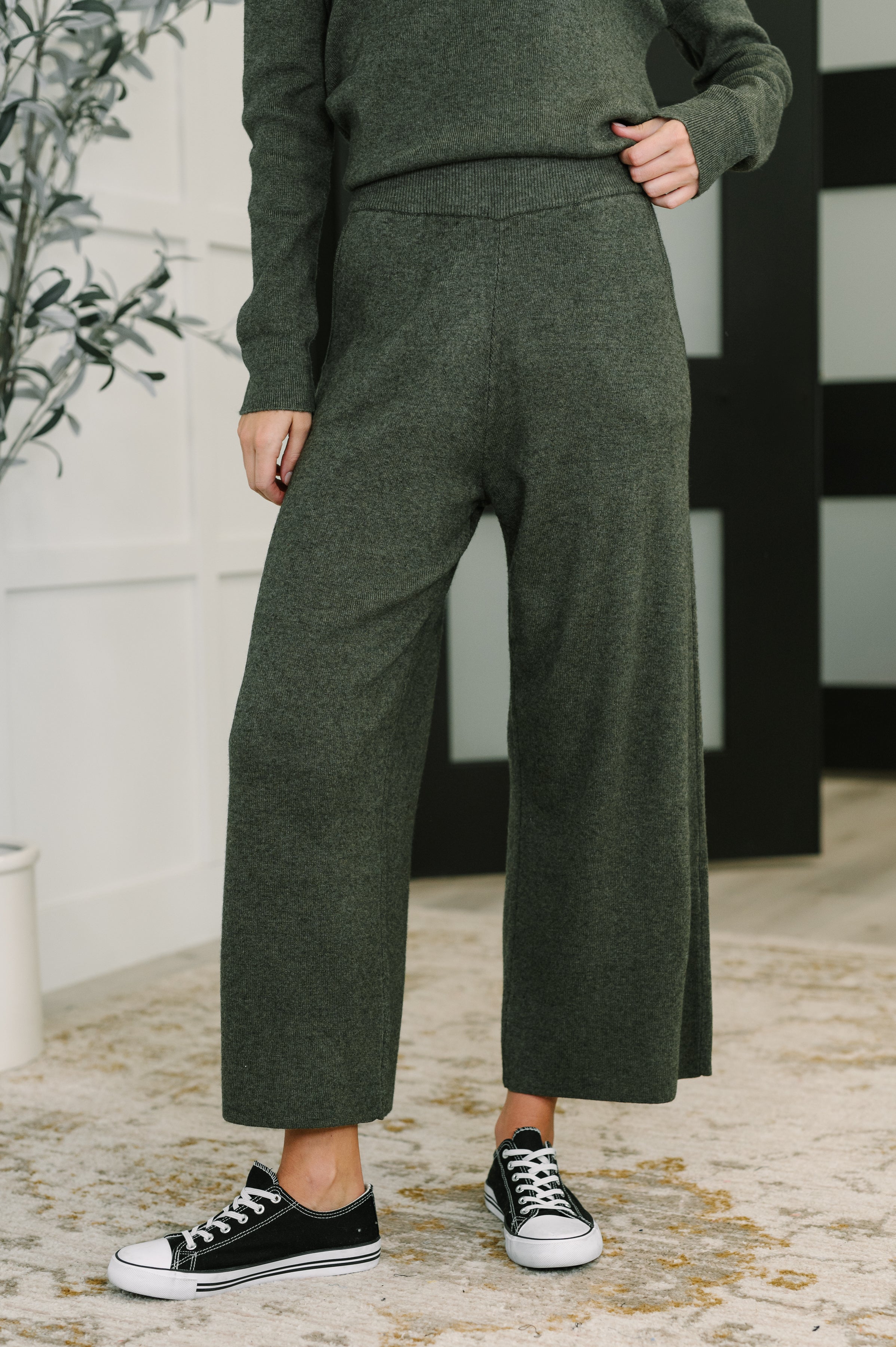 Clove Cozy Knit Culottes in Moss