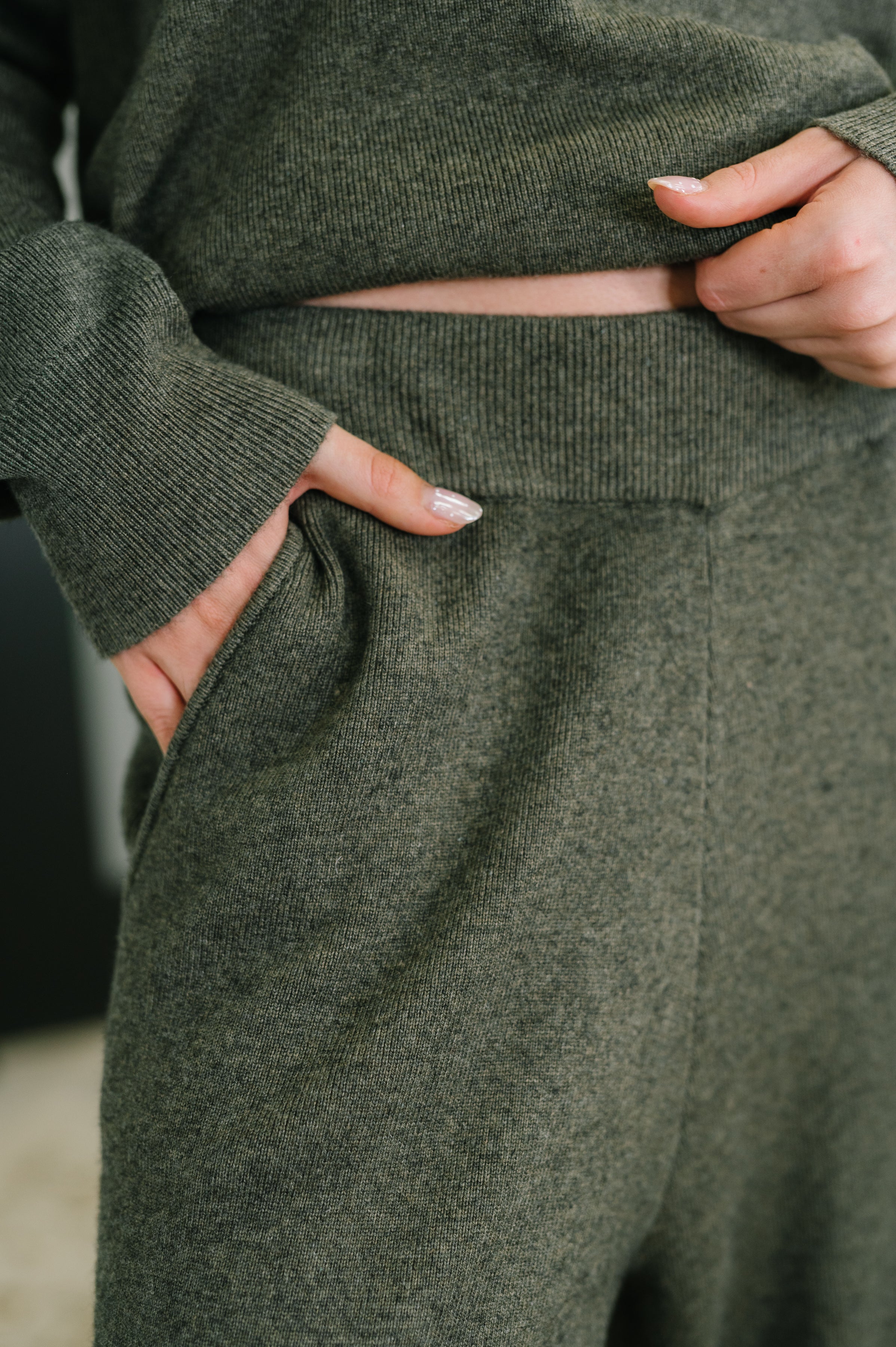 Clove Cozy Knit Culottes in Moss