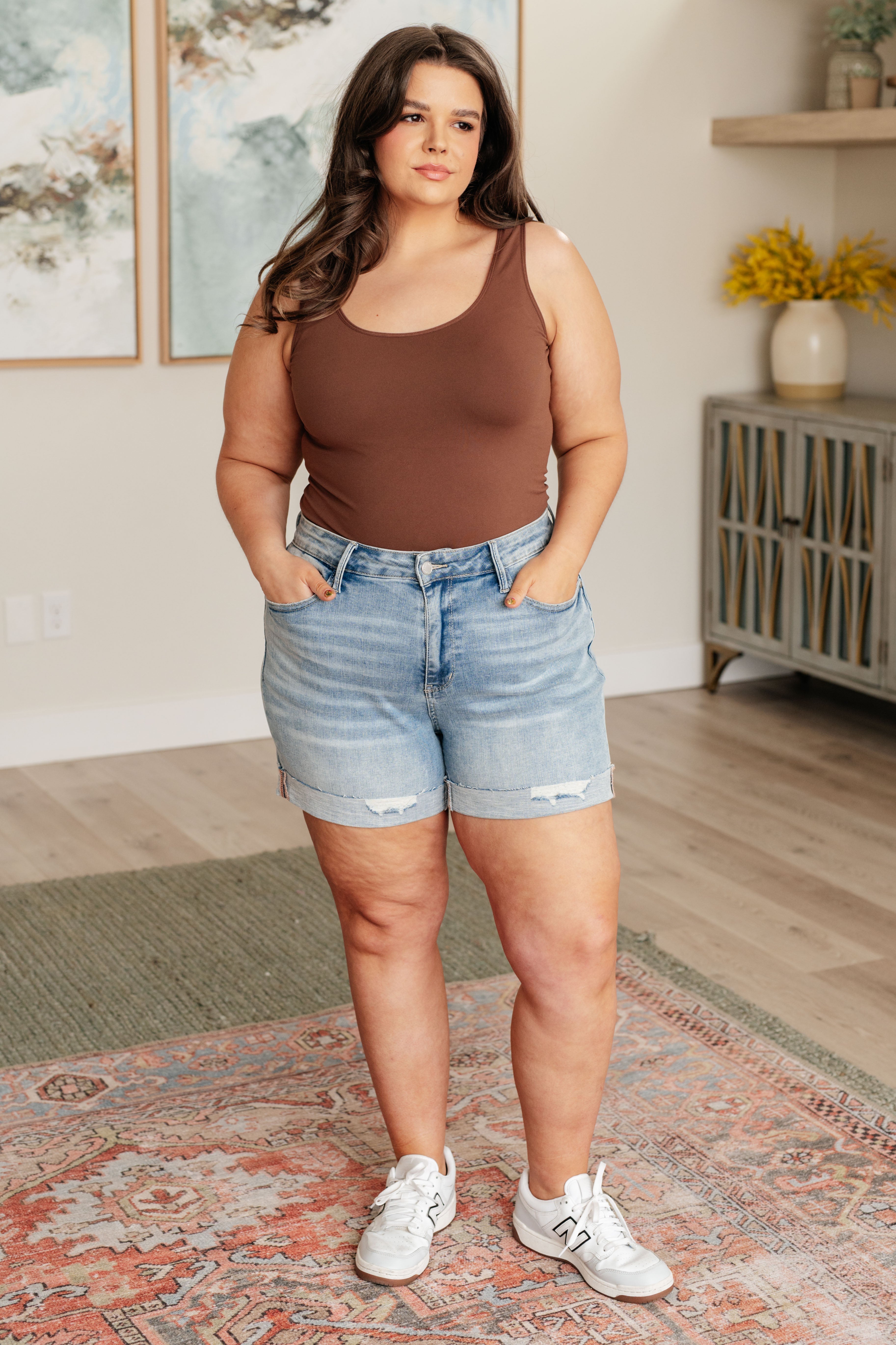Darlene High Rise Distressed Cuffed Cutoff Shorts Womens Ave Shops