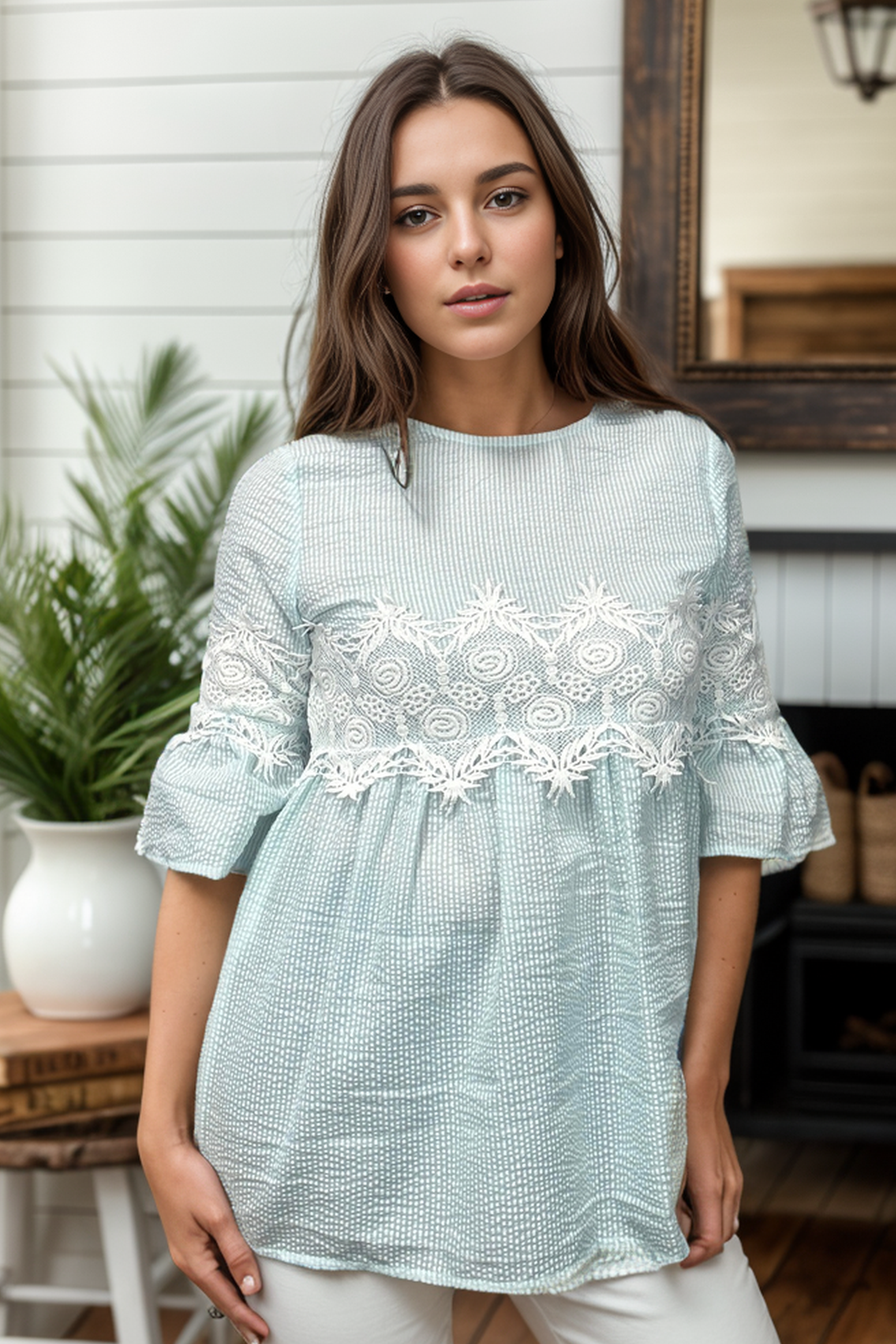 Hugged With Lace - Sage Tunic  OOTD Boutique Simplified   