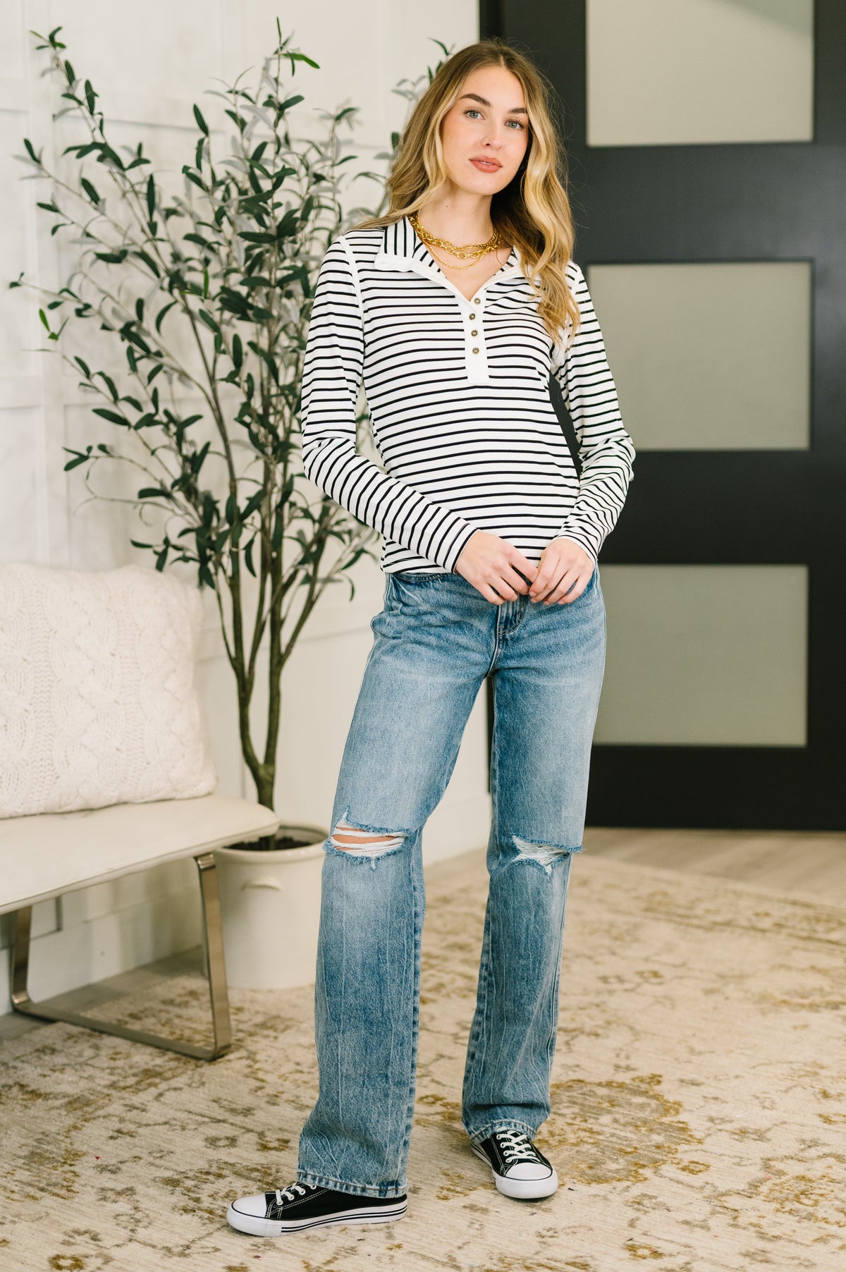 I Know What I Want Long Sleeve Henley Top