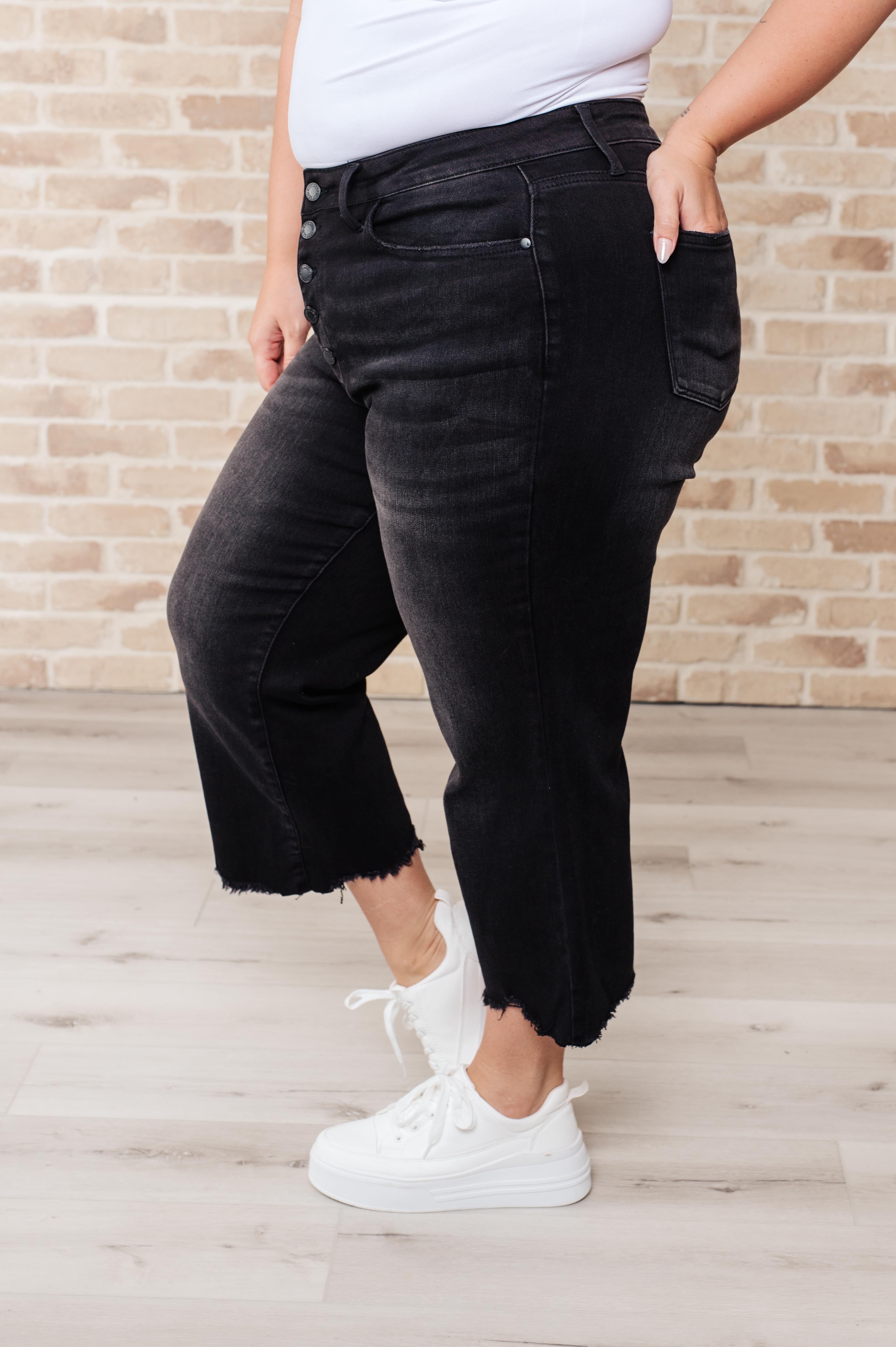 Ryan High Rise Button Fly Wide Leg Crop Jeans Womens Ave Shops