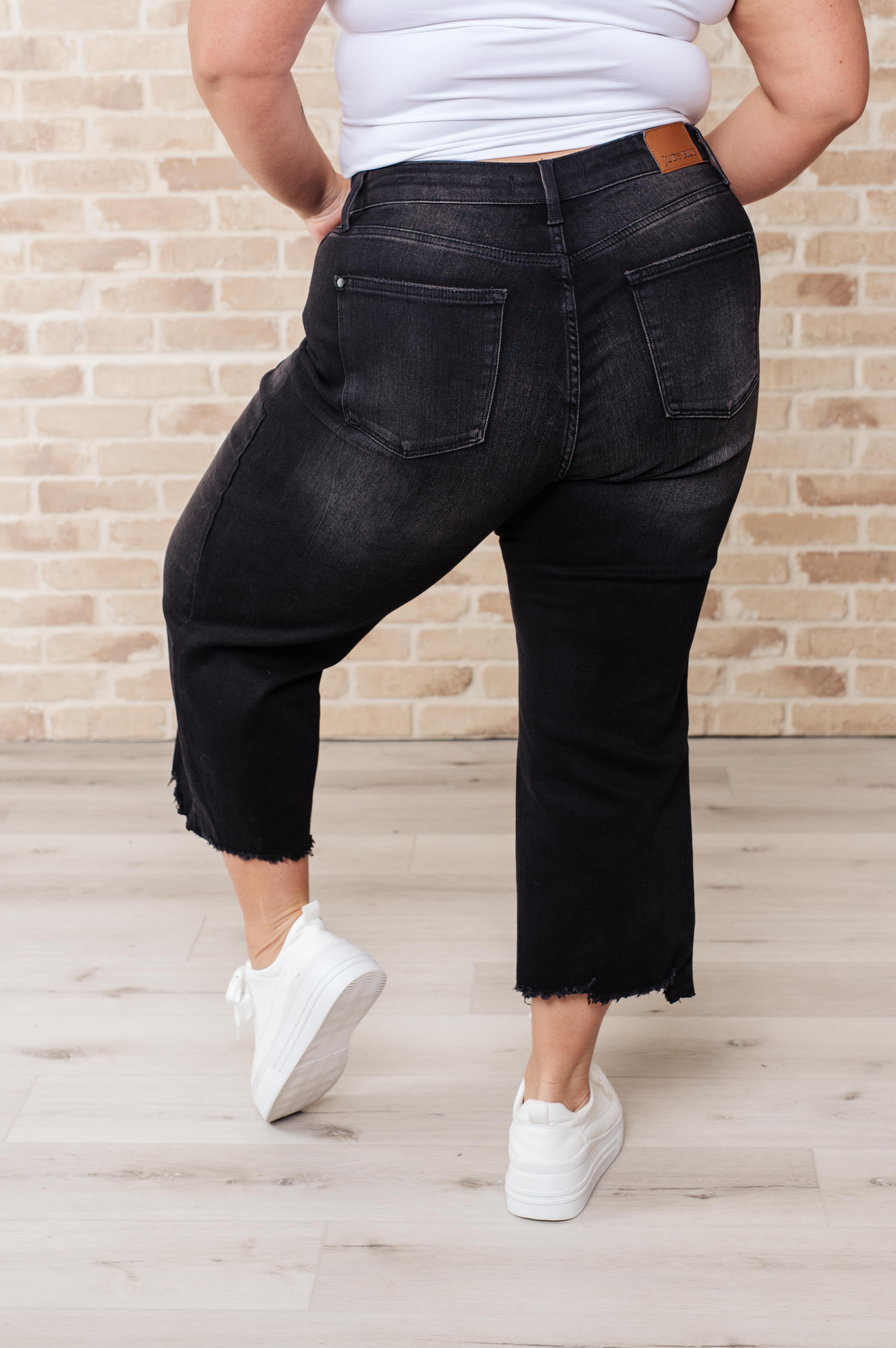Ryan High Rise Button Fly Wide Leg Crop Jeans Womens Ave Shops