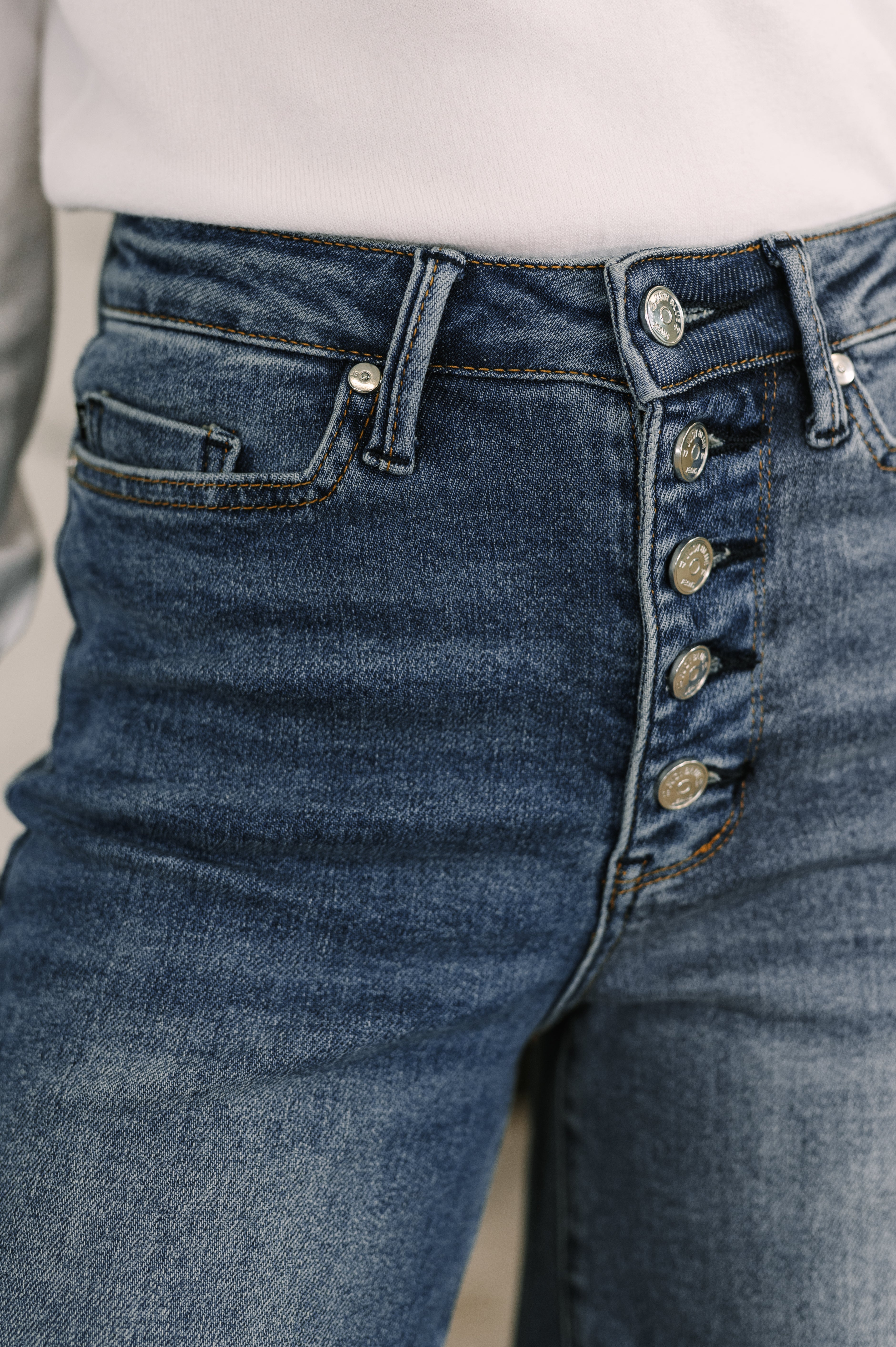 Judy Blue Karla High Waist Column Straight Button-Fly & Back Welt Pockets