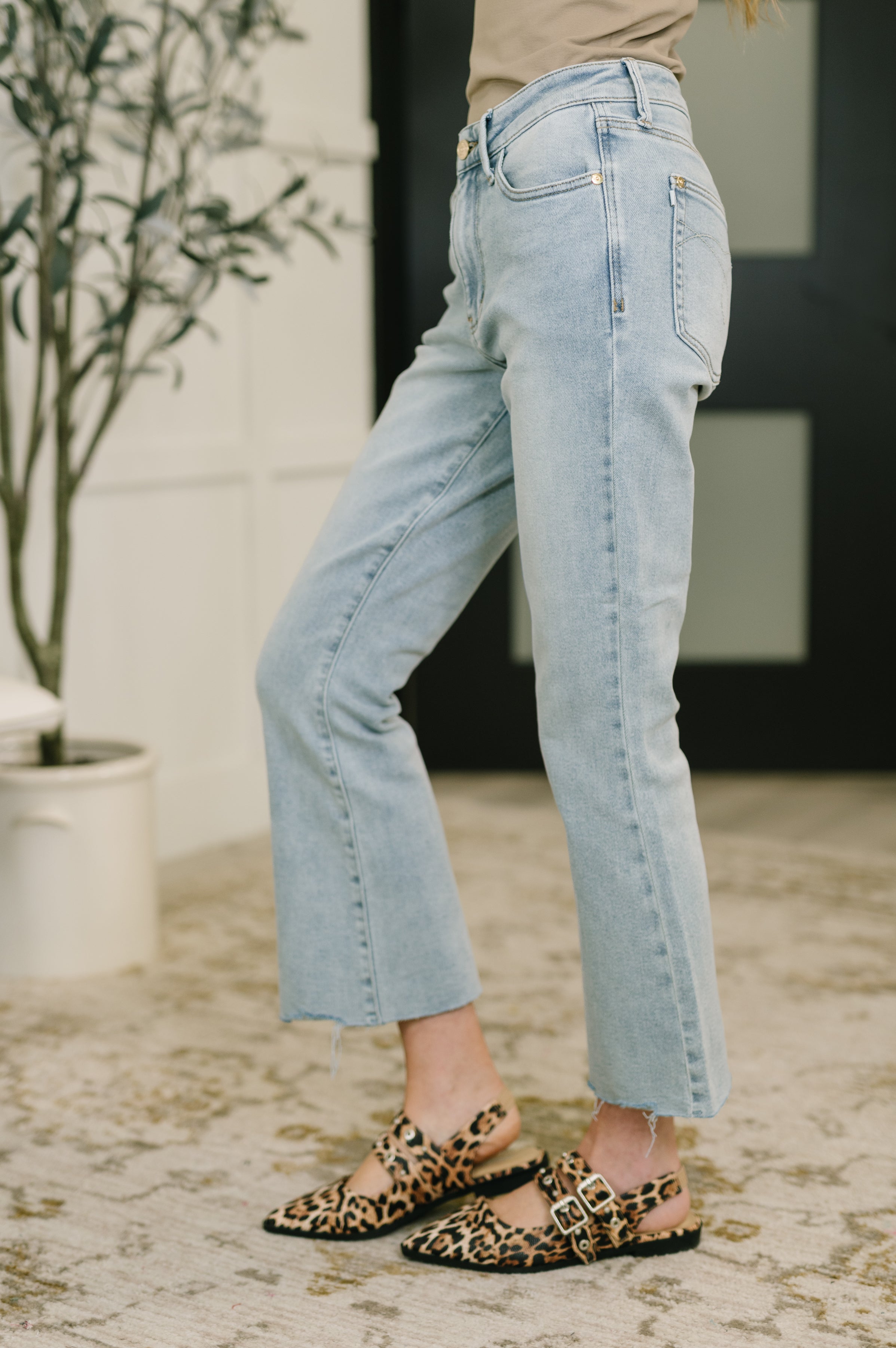 Judy Blue Martha Mid Rise Kick Flare with Raw Hem