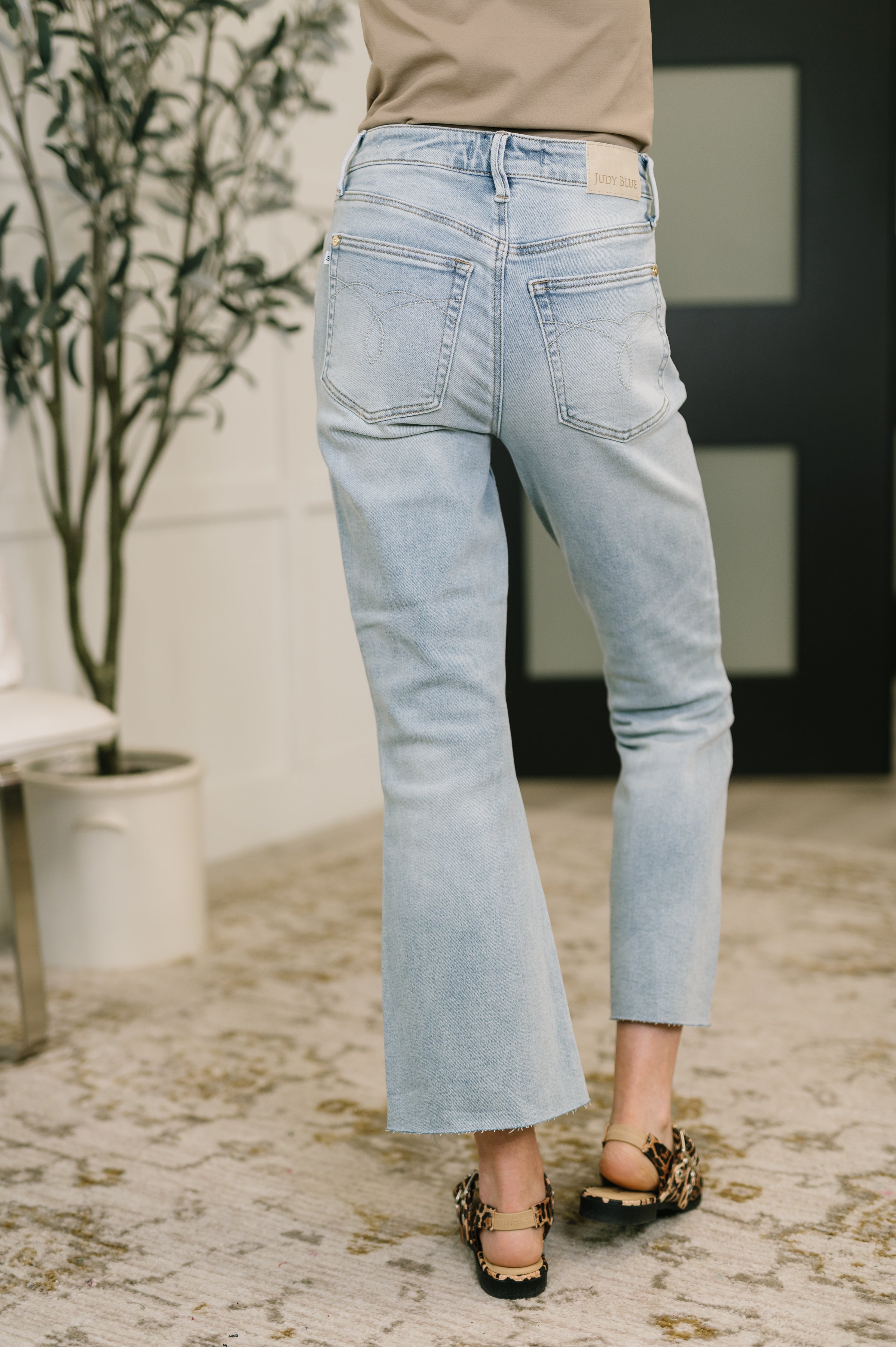 Judy Blue Martha Mid Rise Kick Flare with Raw Hem