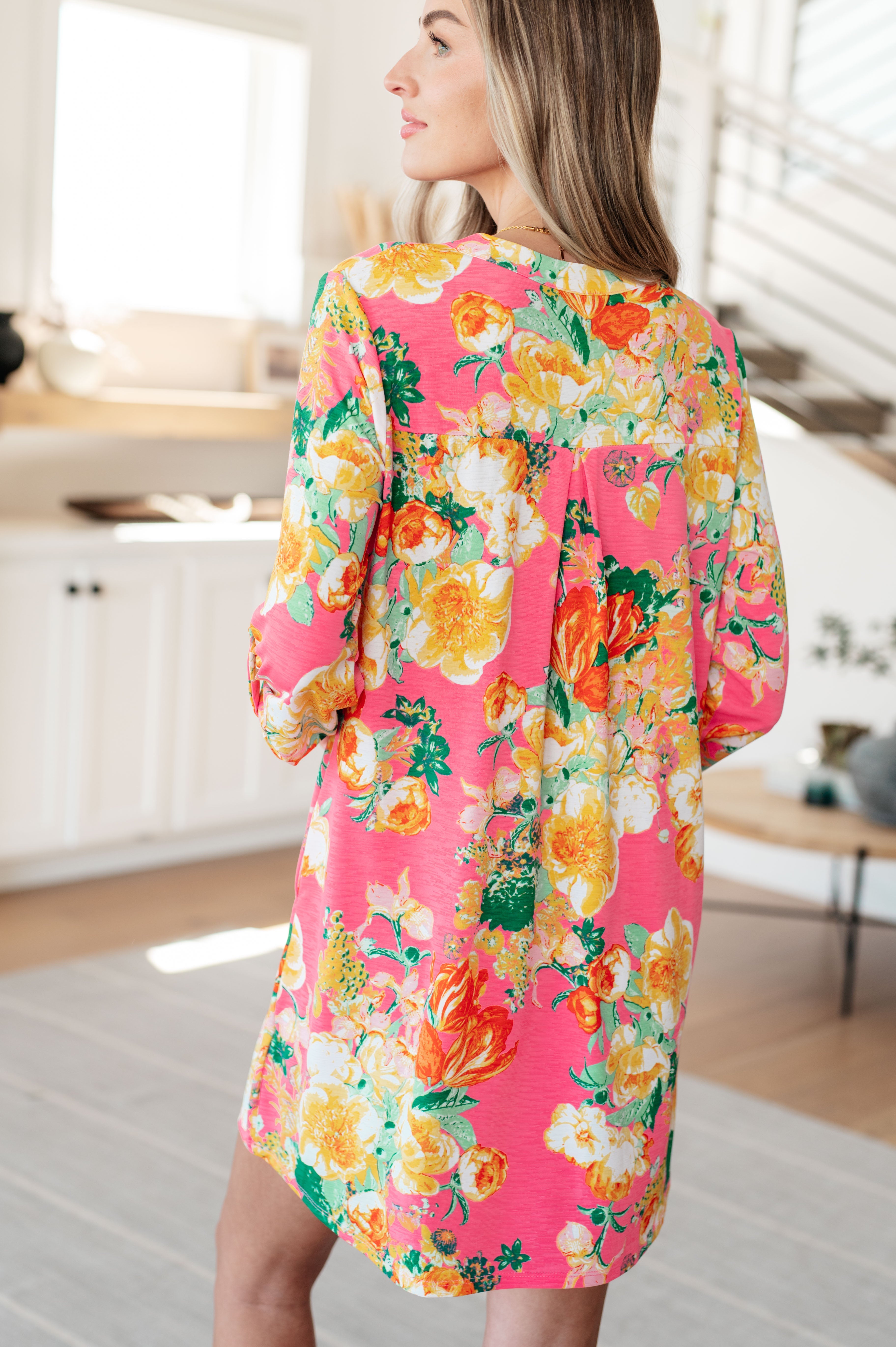 Lizzy Dress in Hot Pink and Yellow Floral Dresses Ave Shops   