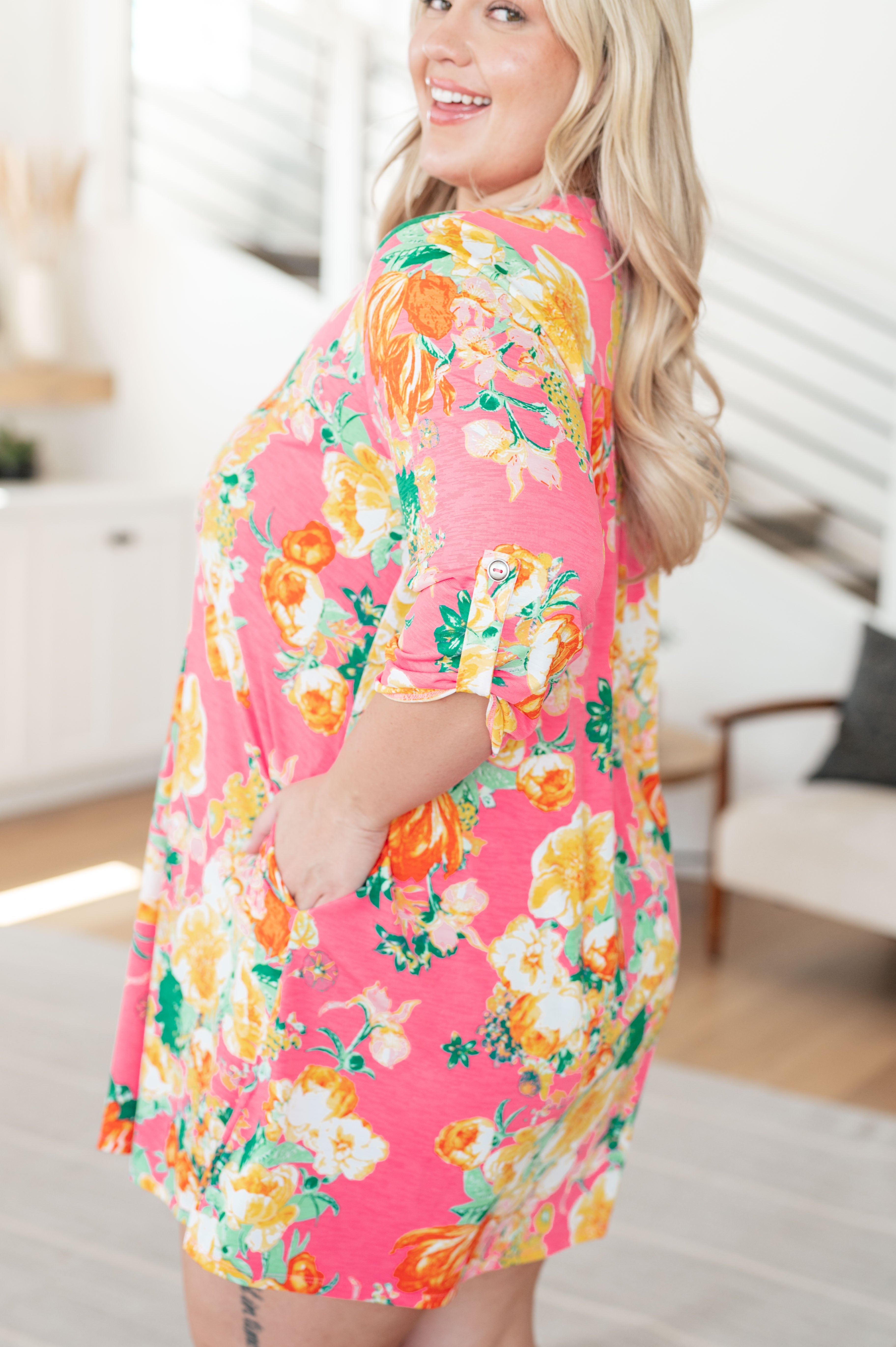 Lizzy Dress in Hot Pink and Yellow Floral Dresses Ave Shops   