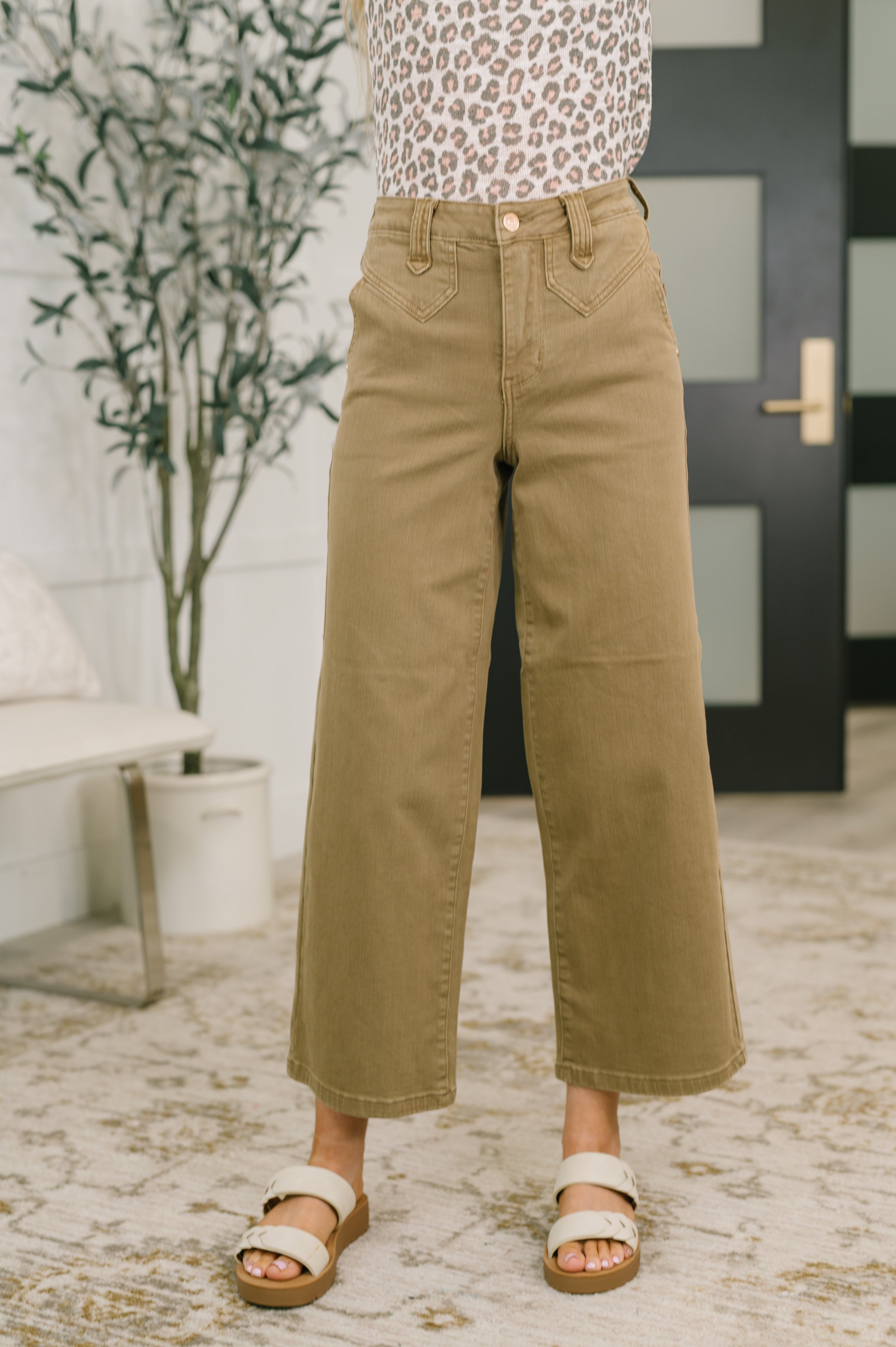Judy Blue Nancy High Waist Wide Leg Ankle Jean with Vintage Front Yoke