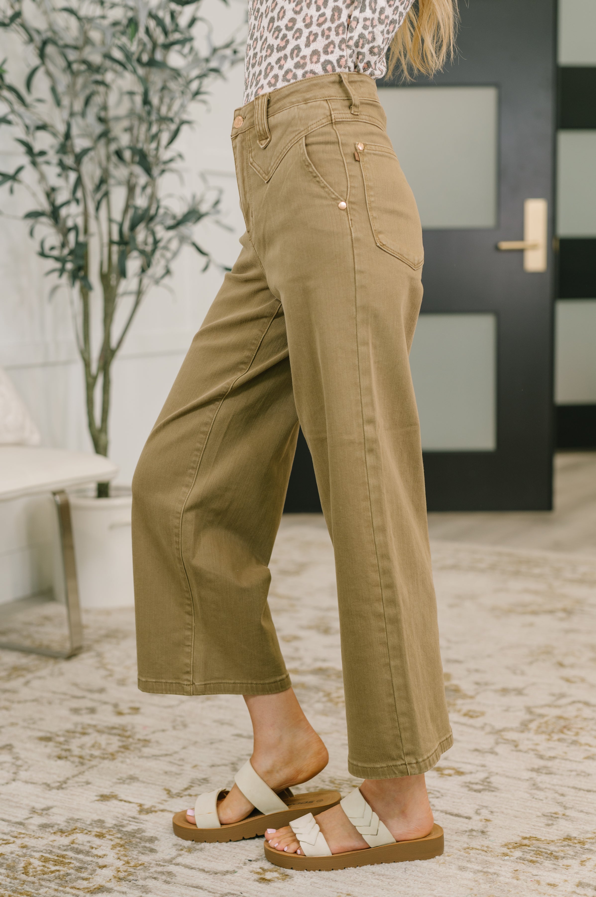 Judy Blue Nancy High Waist Wide Leg Ankle Jean with Vintage Front Yoke