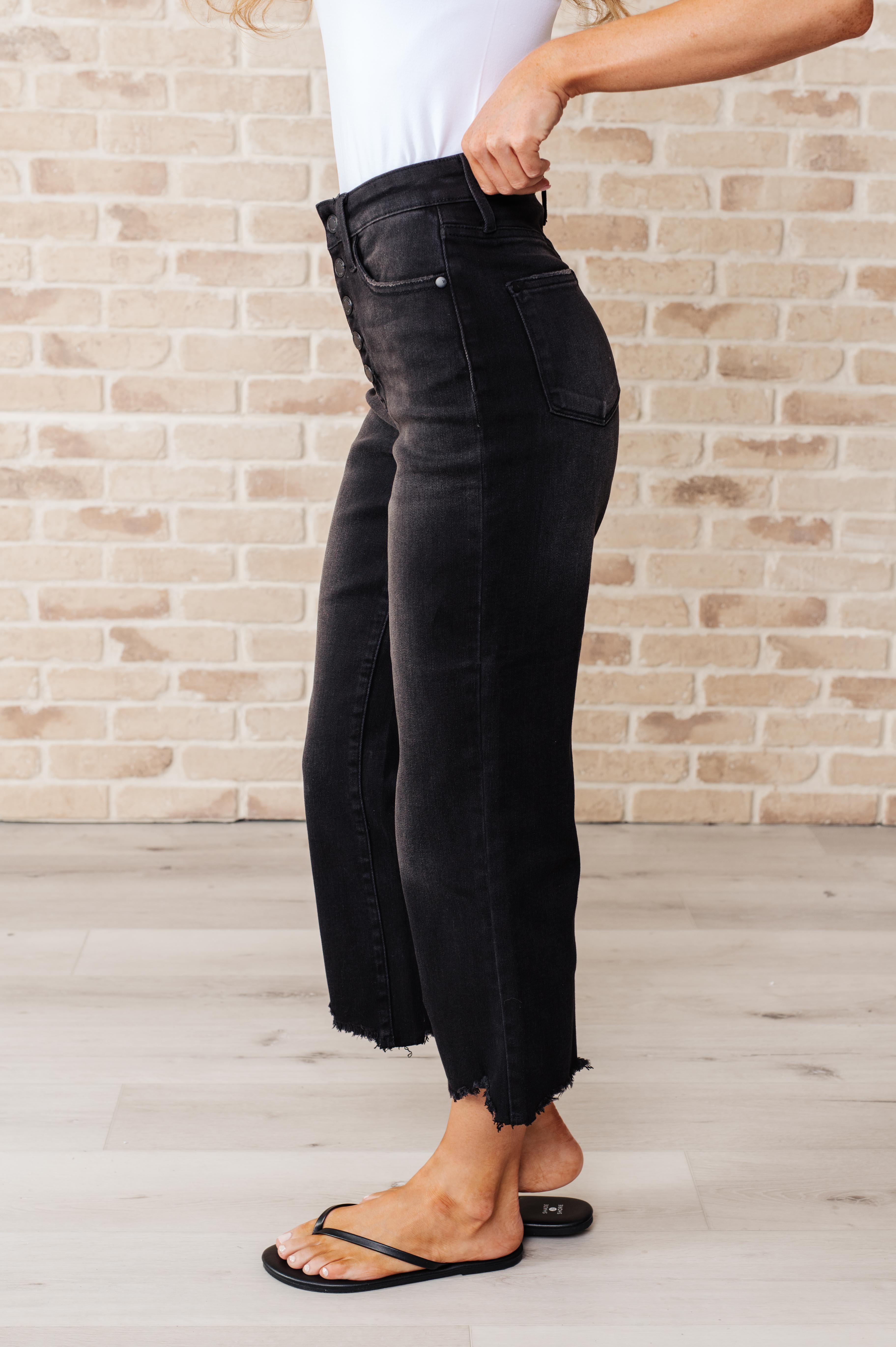 Ryan High Rise Button Fly Wide Leg Crop Jeans Womens Ave Shops