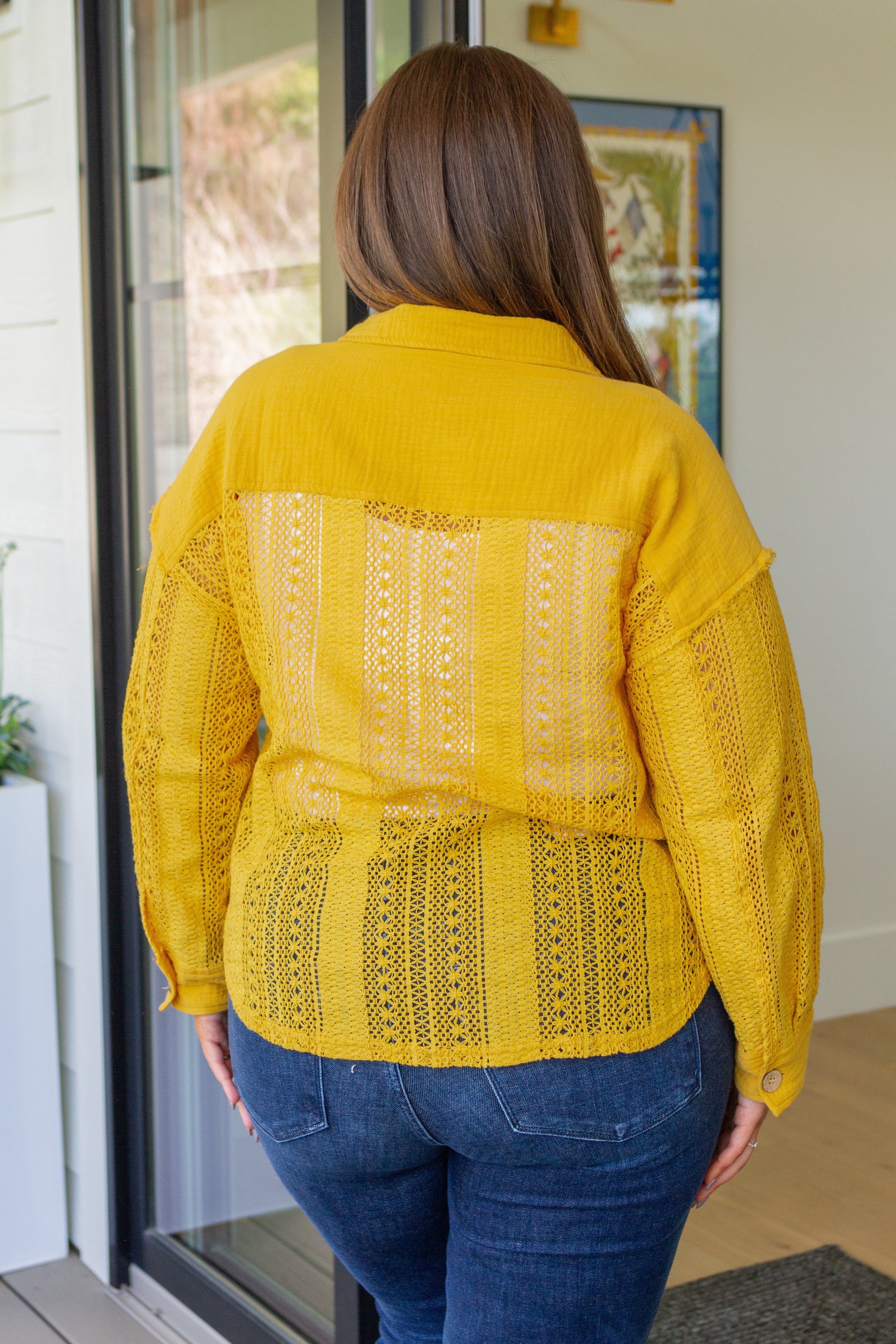 Sweeter Than Nectar Lace Button Down in Honey Tops Ave Shops