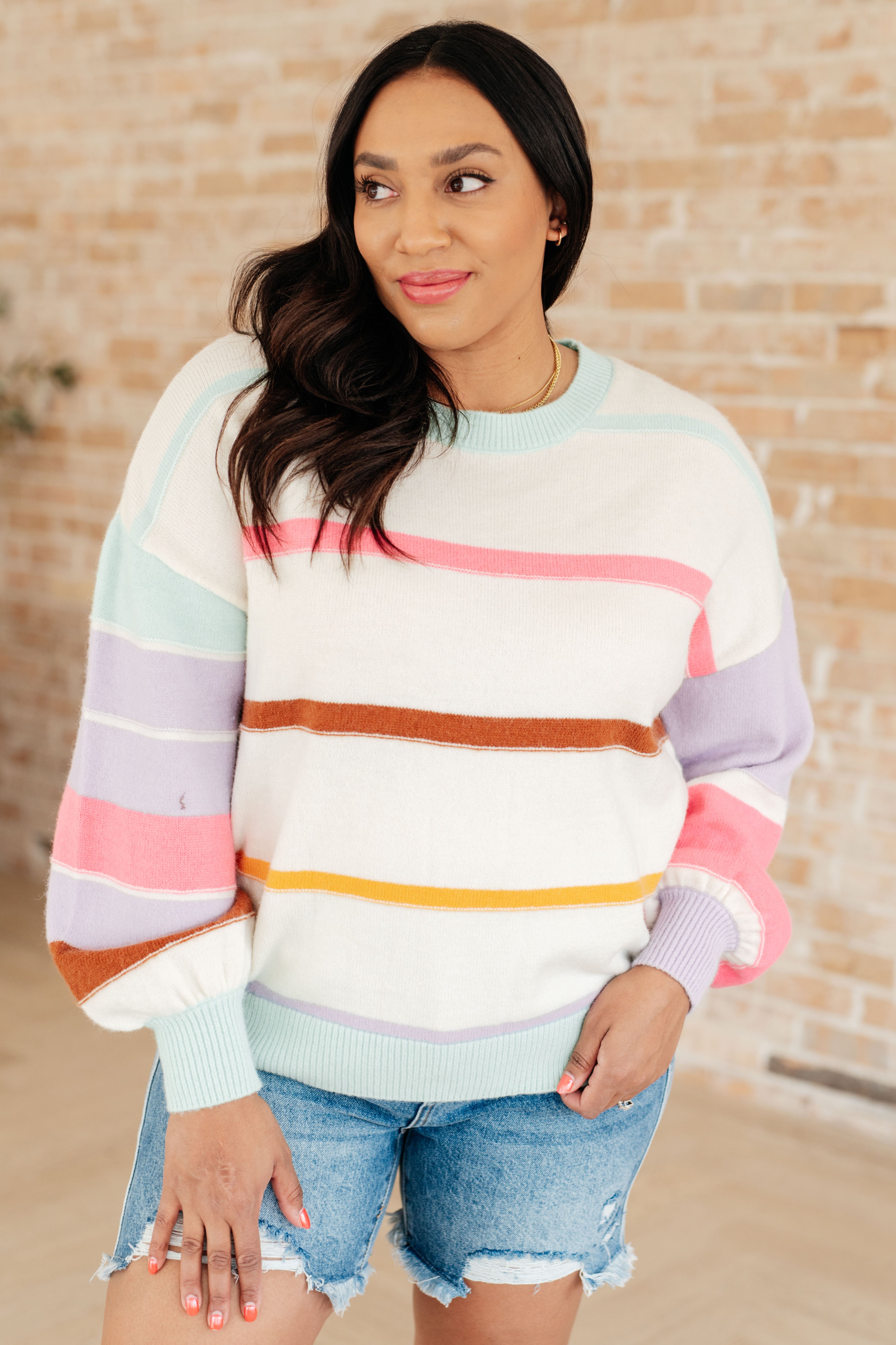 Flawless Features Striped Sweater Tops Ave Shops   