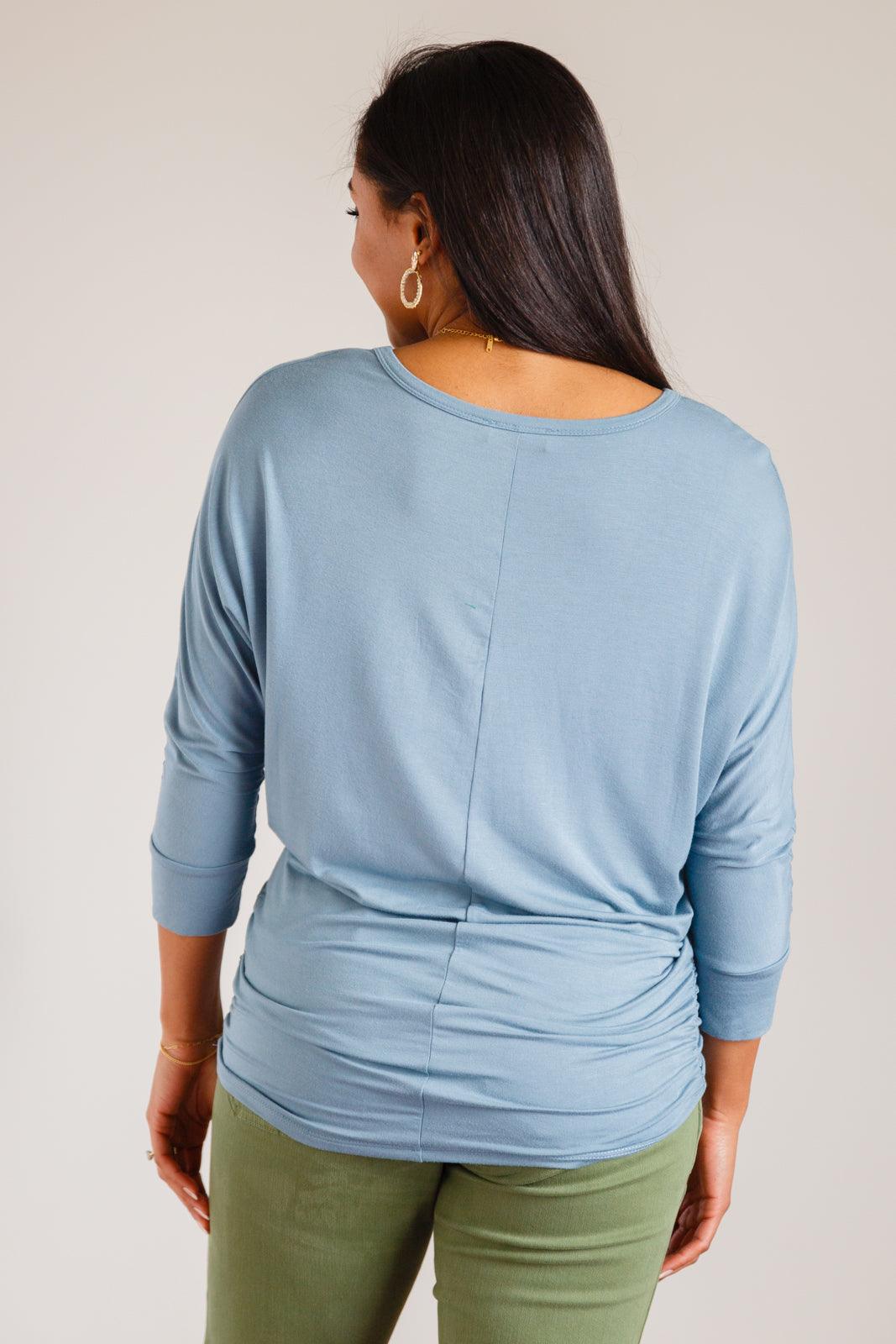 Daytime Boat Neck Top in Blue Gray Womens Ave Shops   