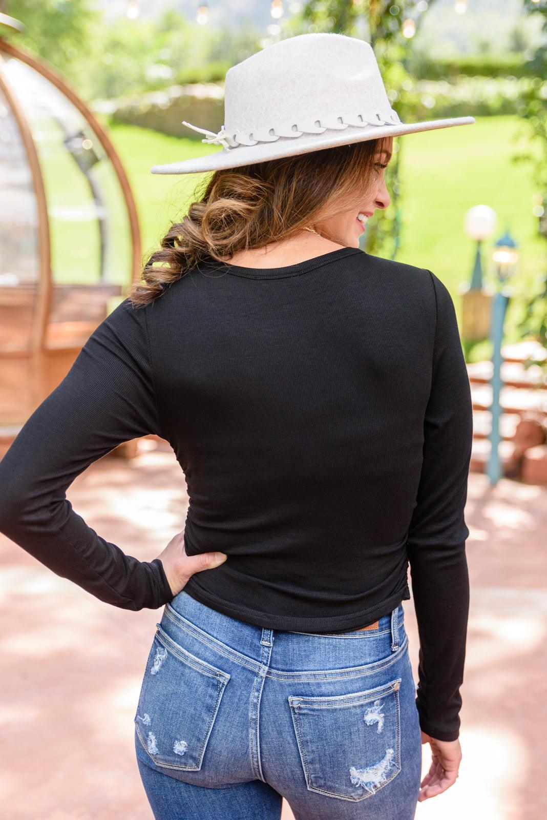 Here For It Long Sleeve Ribbed Crop Top Womens Ave Shops   