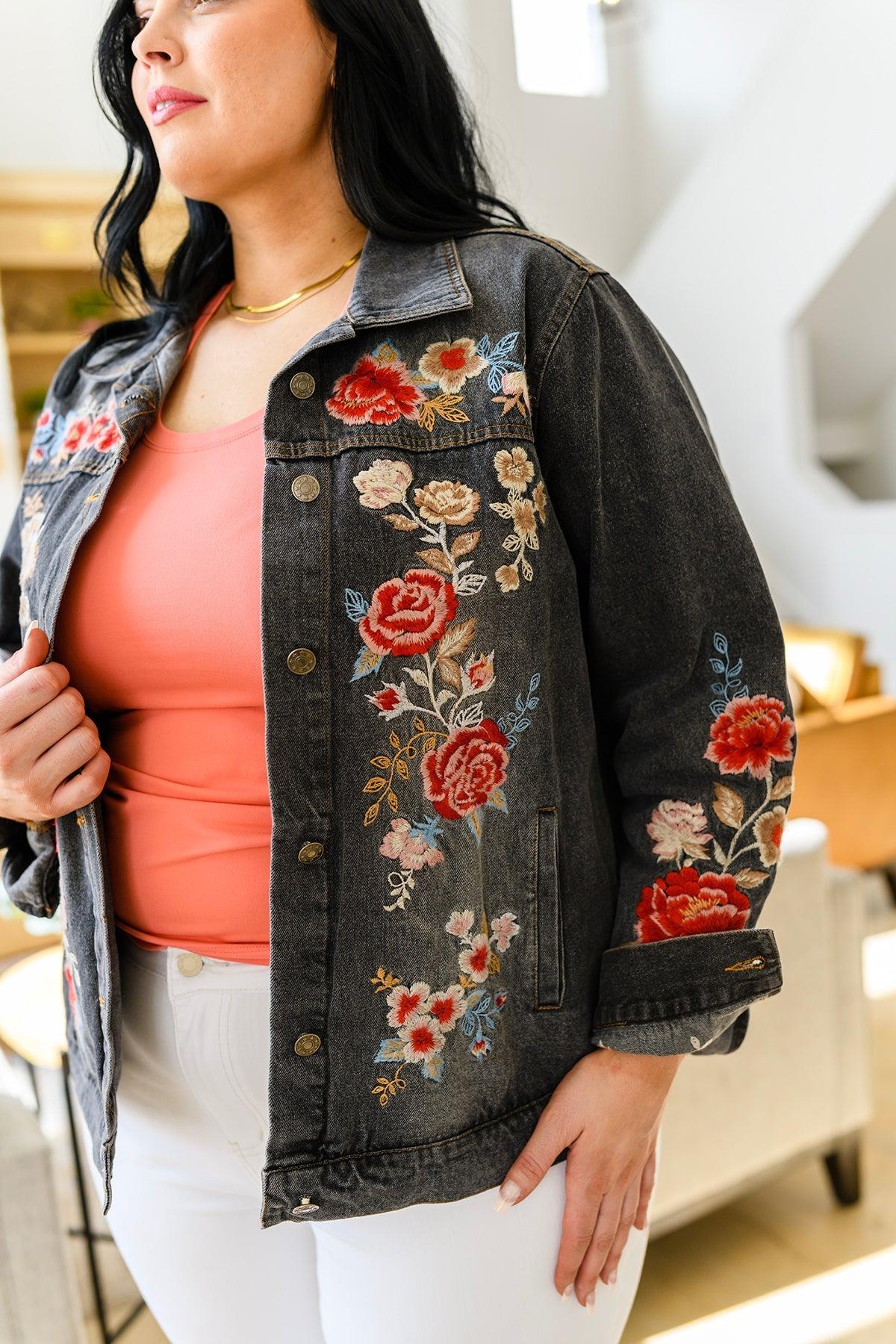 Lovely Visions Flower Embroidered Jacket Womens Ave Shops   