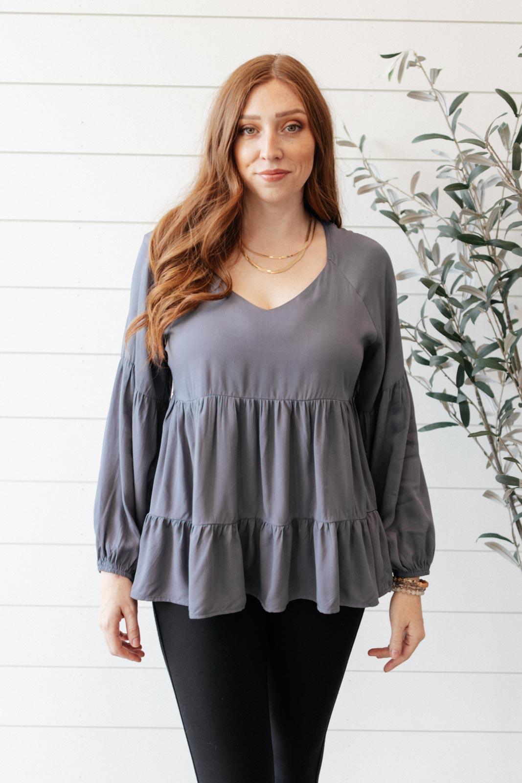 Sassy Swing Top in Charcoal Womens Ave Shops   