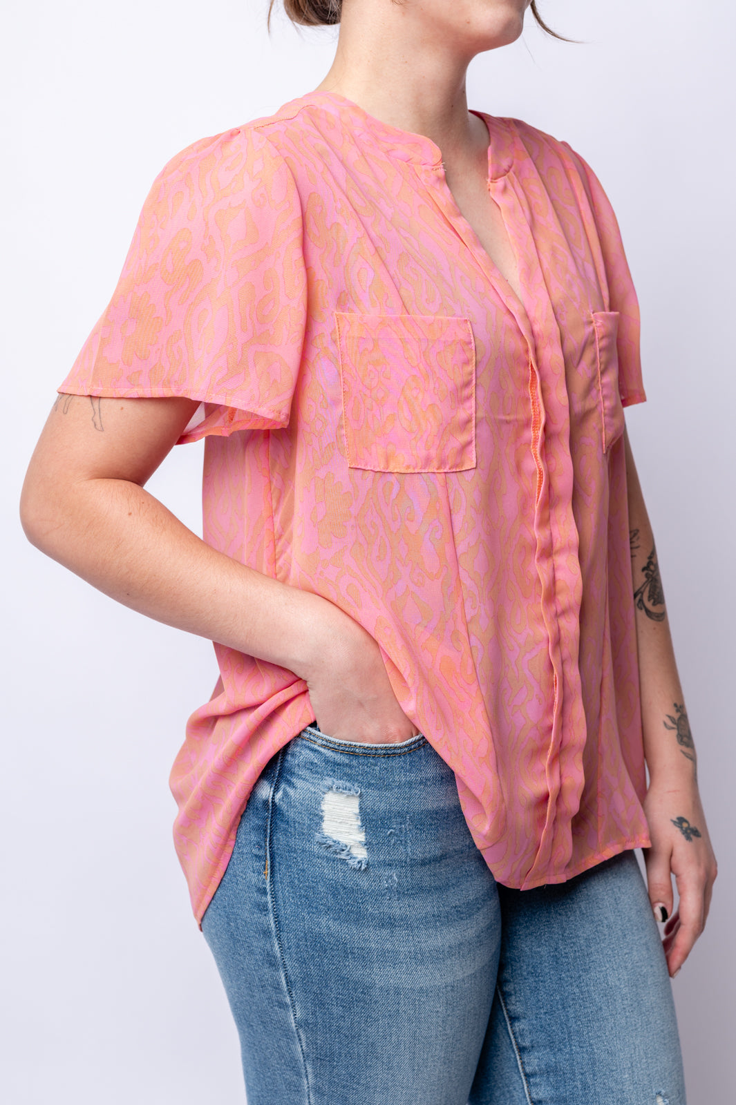 Let Me See You Do It Shawl Neckline Blouse- 6/25/2024 Tops Ave Shops   