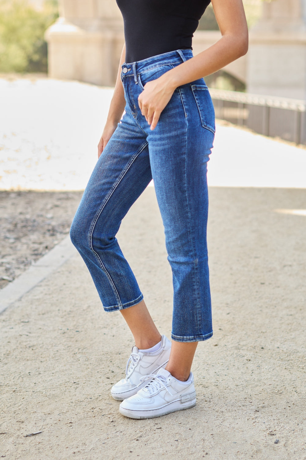 BAYEAS Full Size High Waist Straight Jeans Bottoms Trendsi   