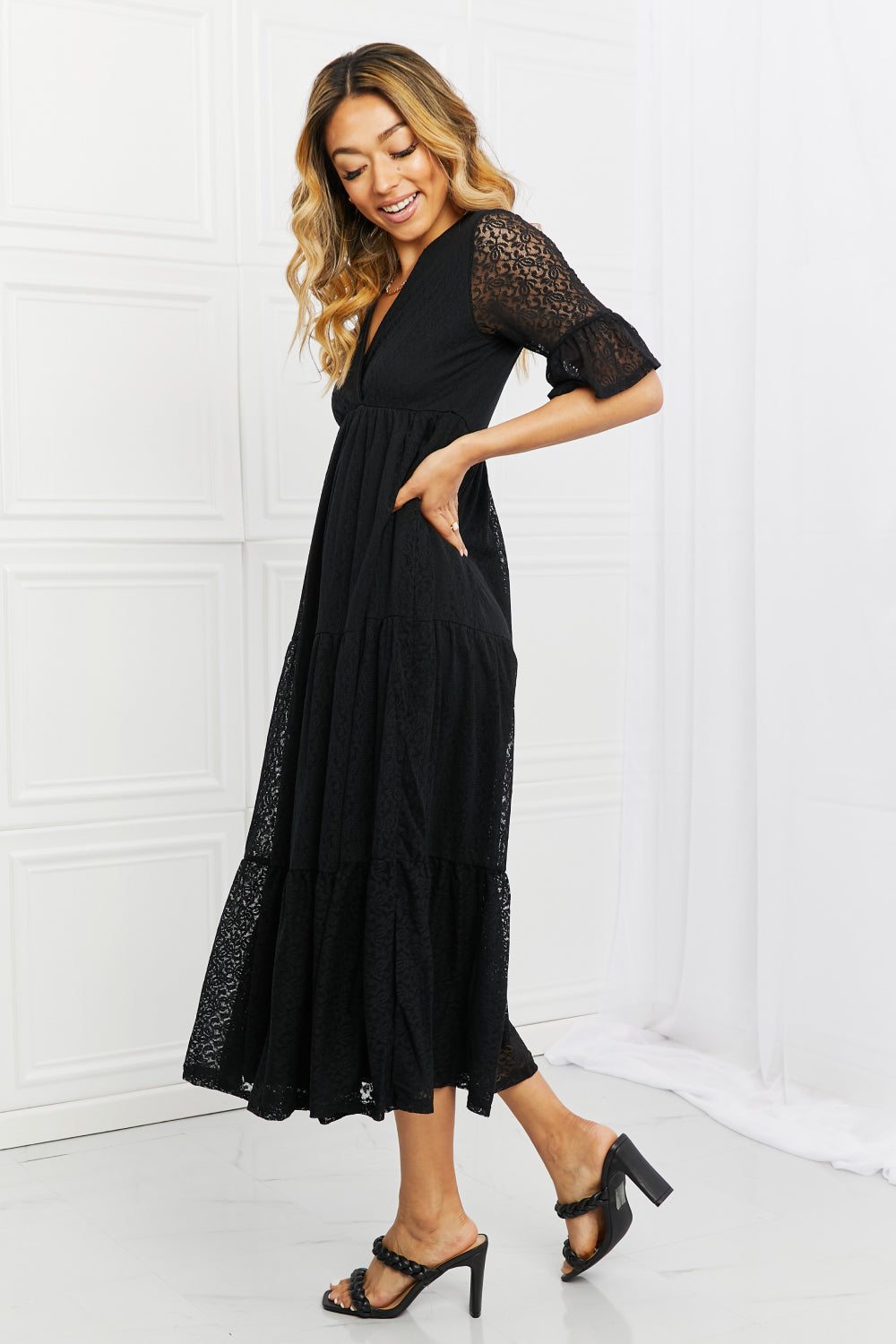P & Rose Lovely Lace Full Size Tiered Dress Dress Trendsi   