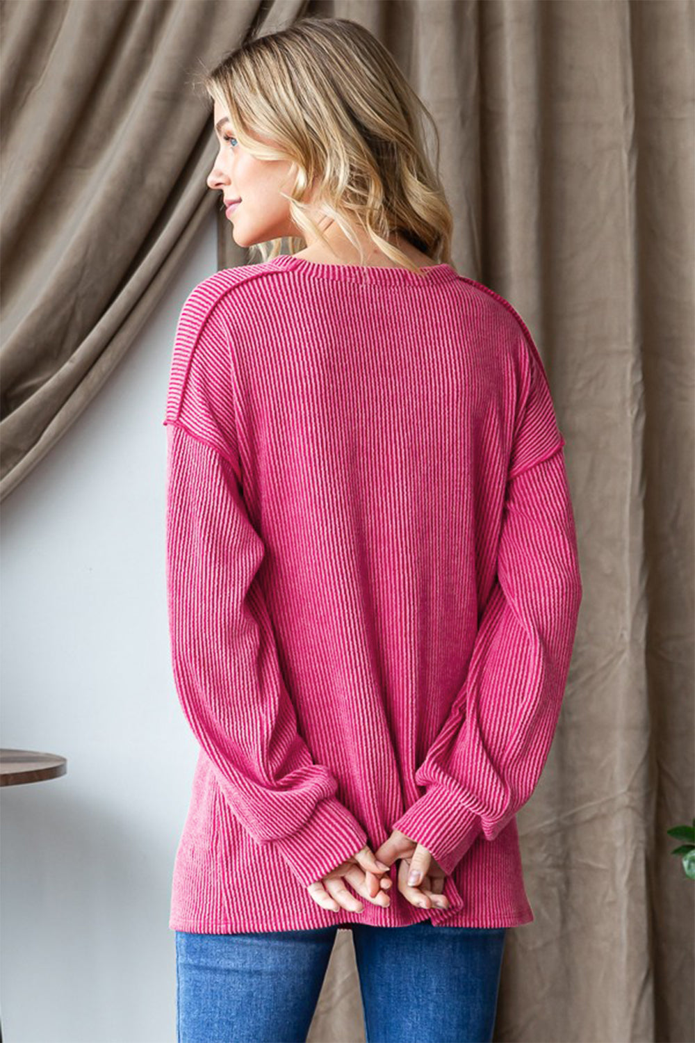 Heimish Ribbed Exposed Seam Long Sleeve T-Shirt