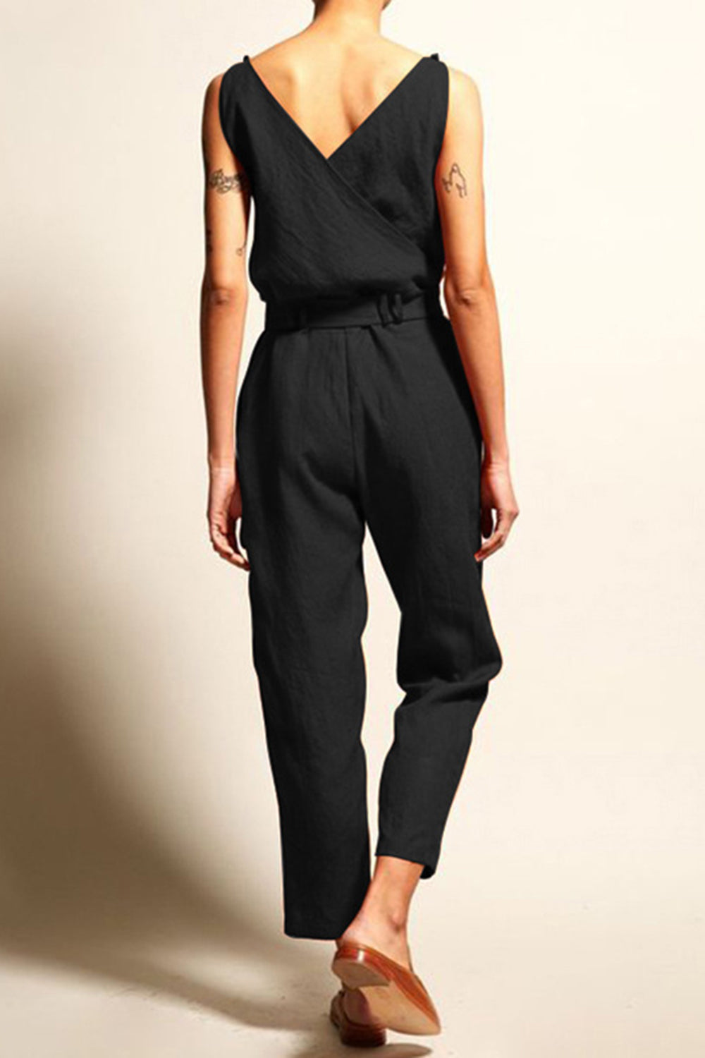 Full Size Surplice Sleeveless Jumpsuit Jumpsuits & Rompers Trendsi   