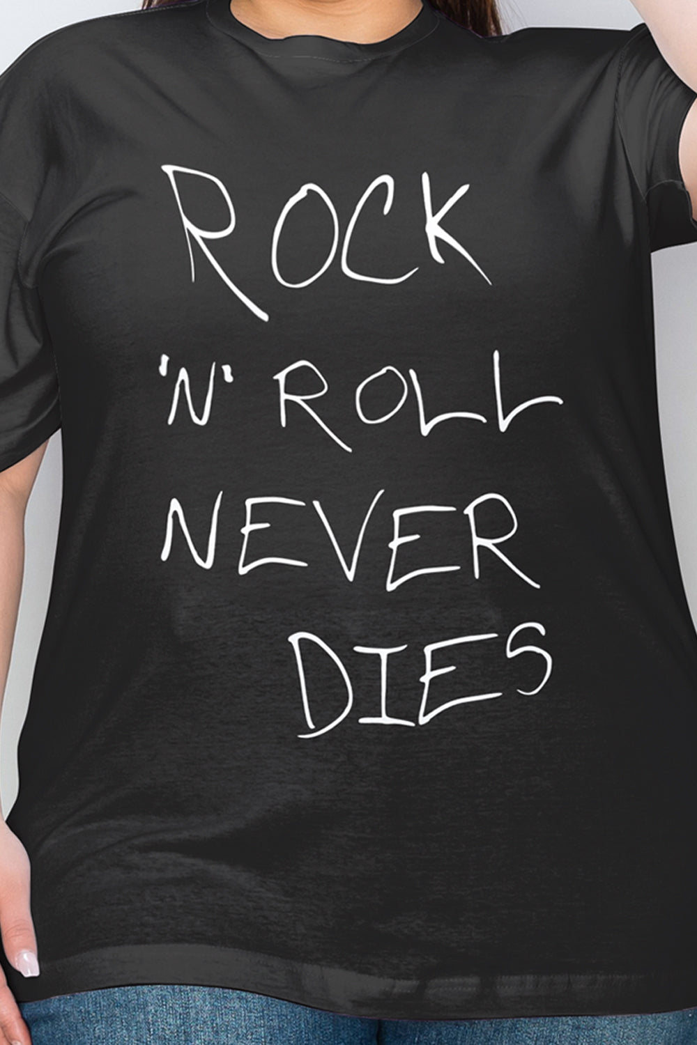 Simply Love Full Size ROCK N ROLL NEVER DIES Graphic T-Shirt Tops Trendsi   