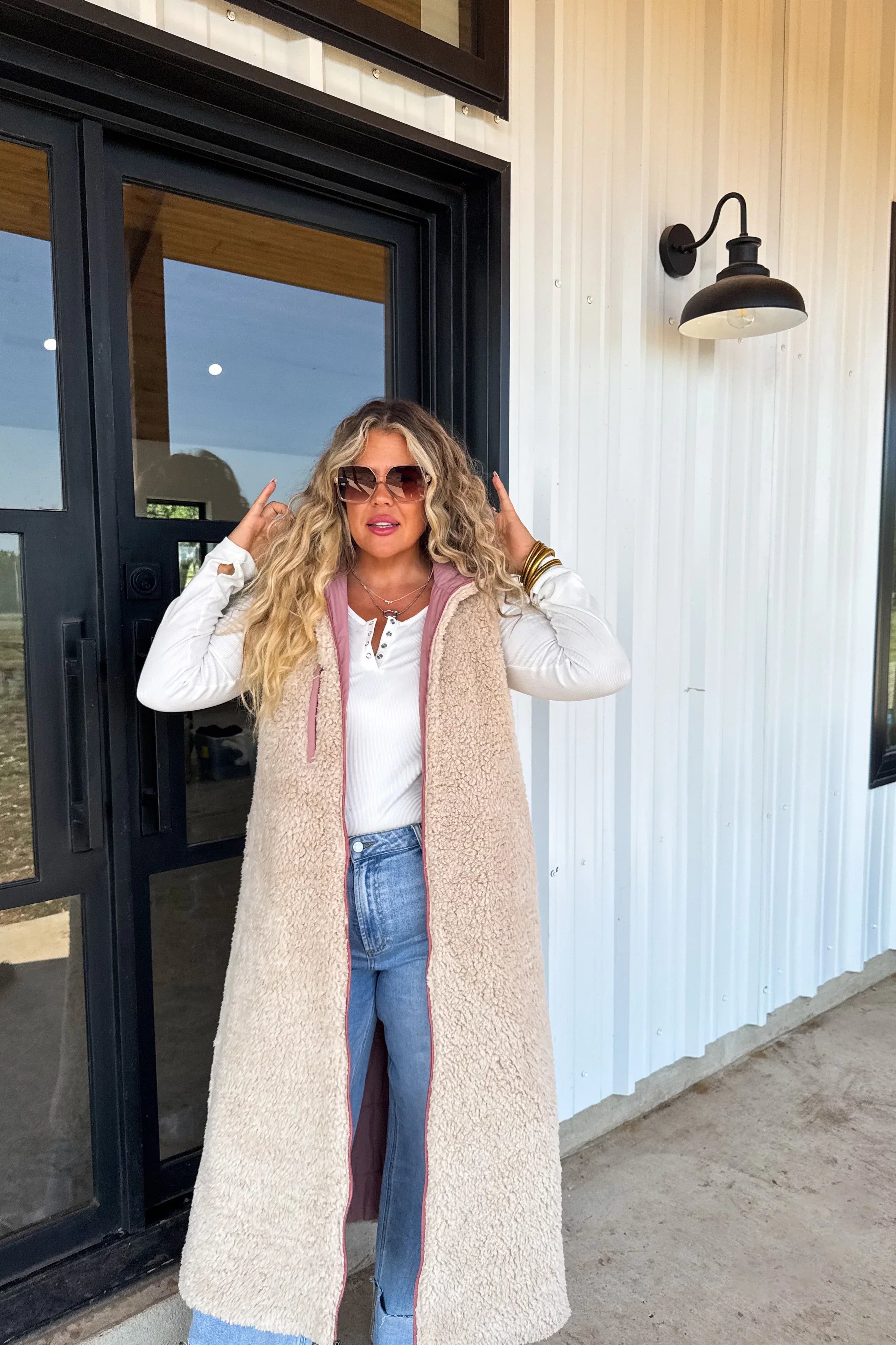 Long Reversible Sherpa Puffer Vest