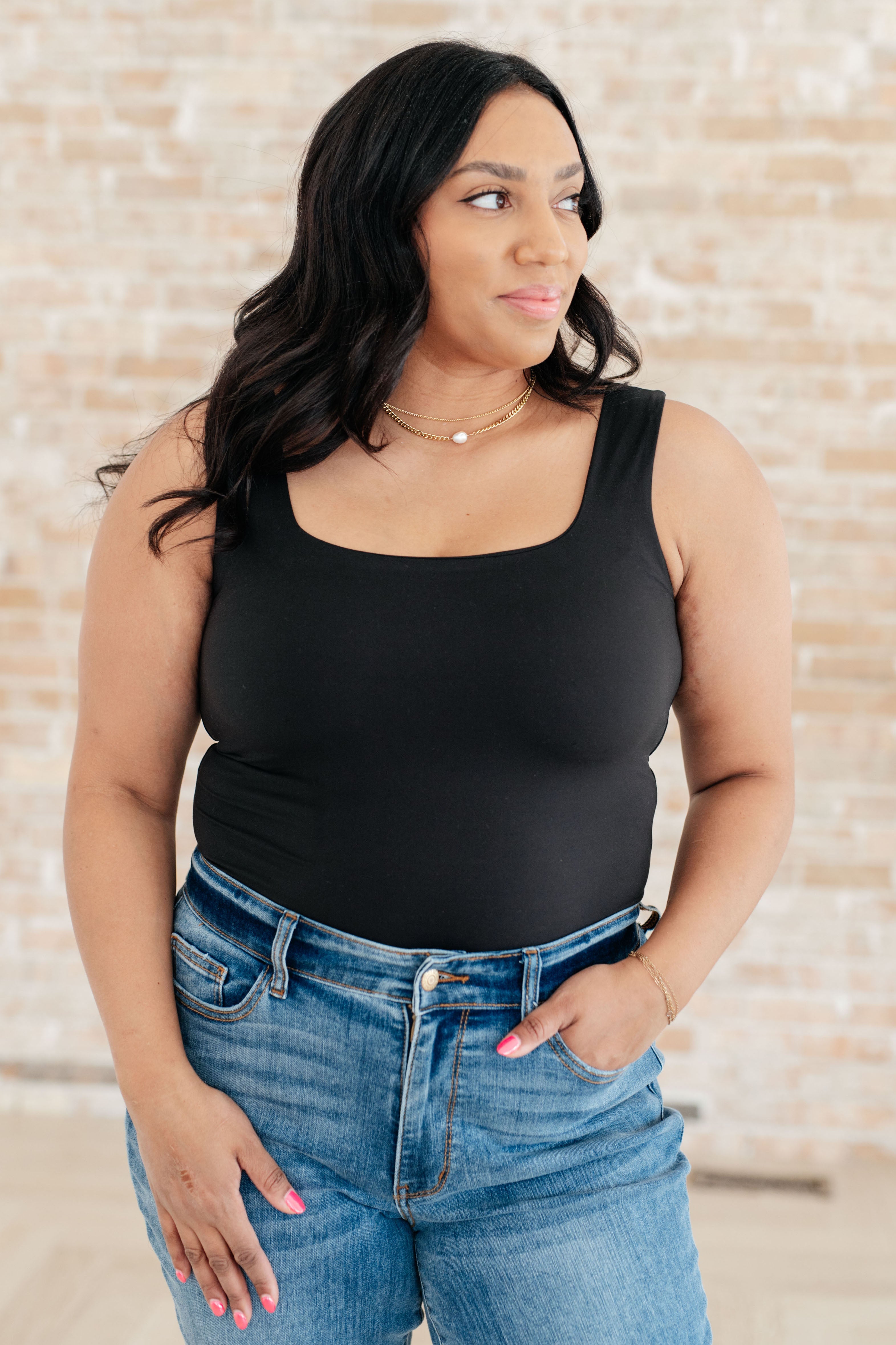 Always Right Square Neck Tank in Black Athleisure Ave Shops   