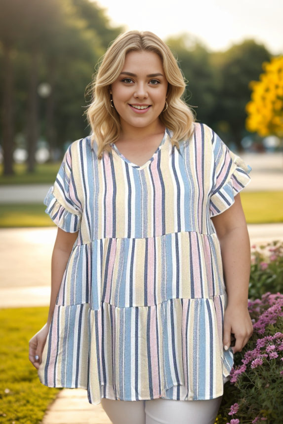 Angelic Striped Short Sleeve  Boutique Simplified   