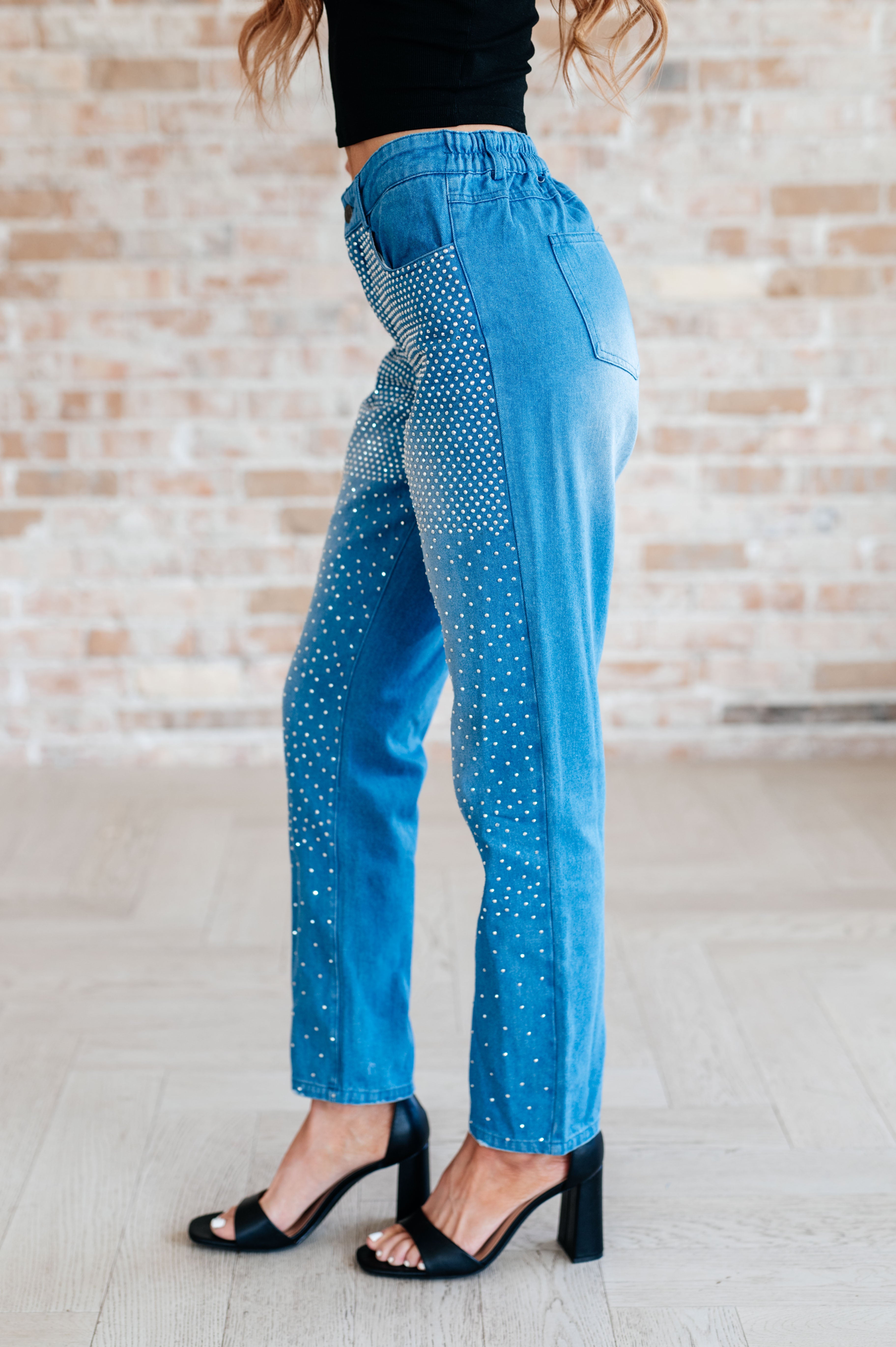 Beck and Call Rhinestone Pants Denim Ave Shops   