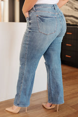 Judy Blue - Bree High Rise Control Top Distressed Straight Jeans Womens Ave Shops   