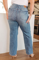 Judy Blue - Bree High Rise Control Top Distressed Straight Jeans Womens Ave Shops   