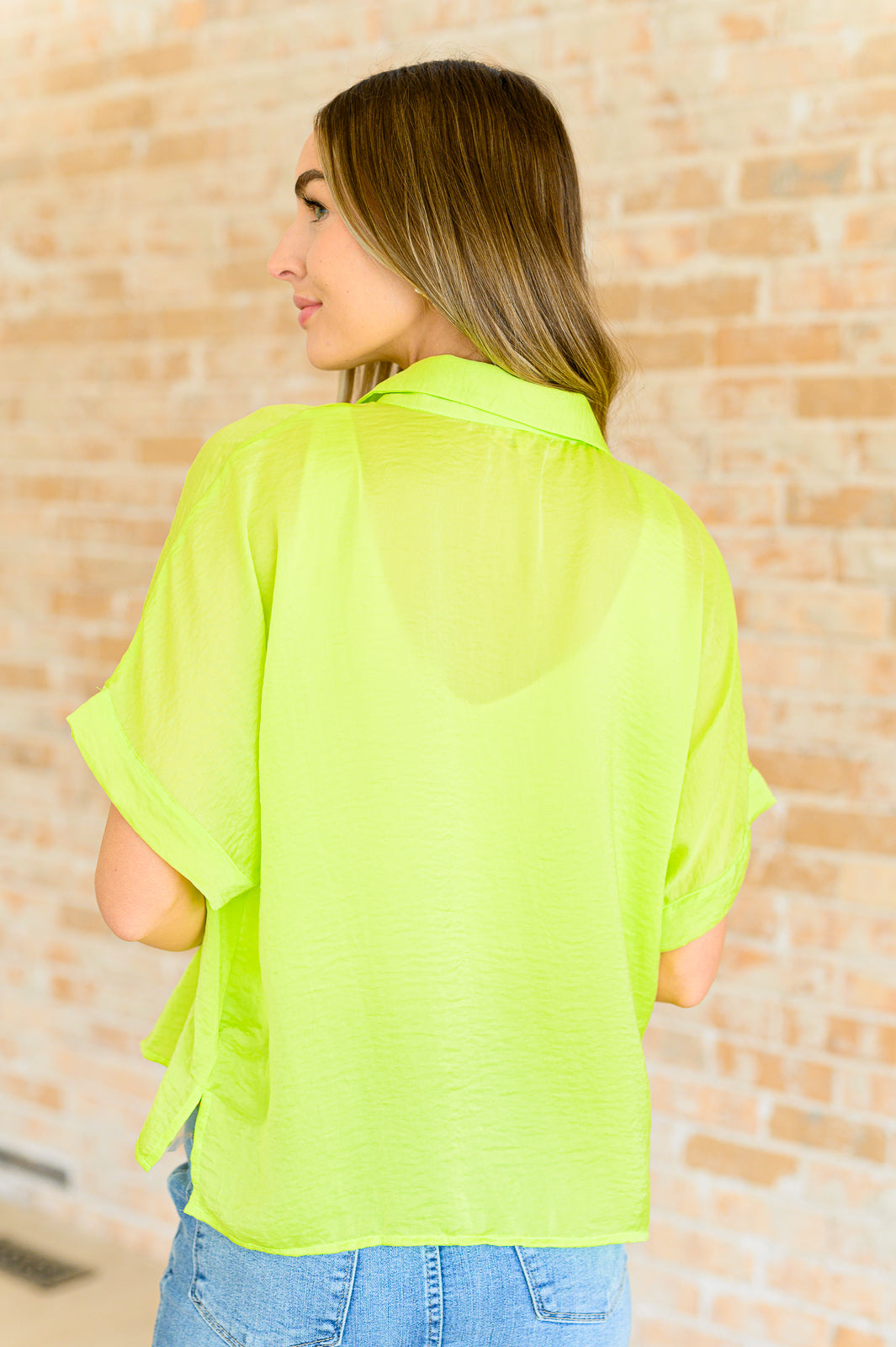 Bright Idea Button Down in Citrus Tops Ave Shops   