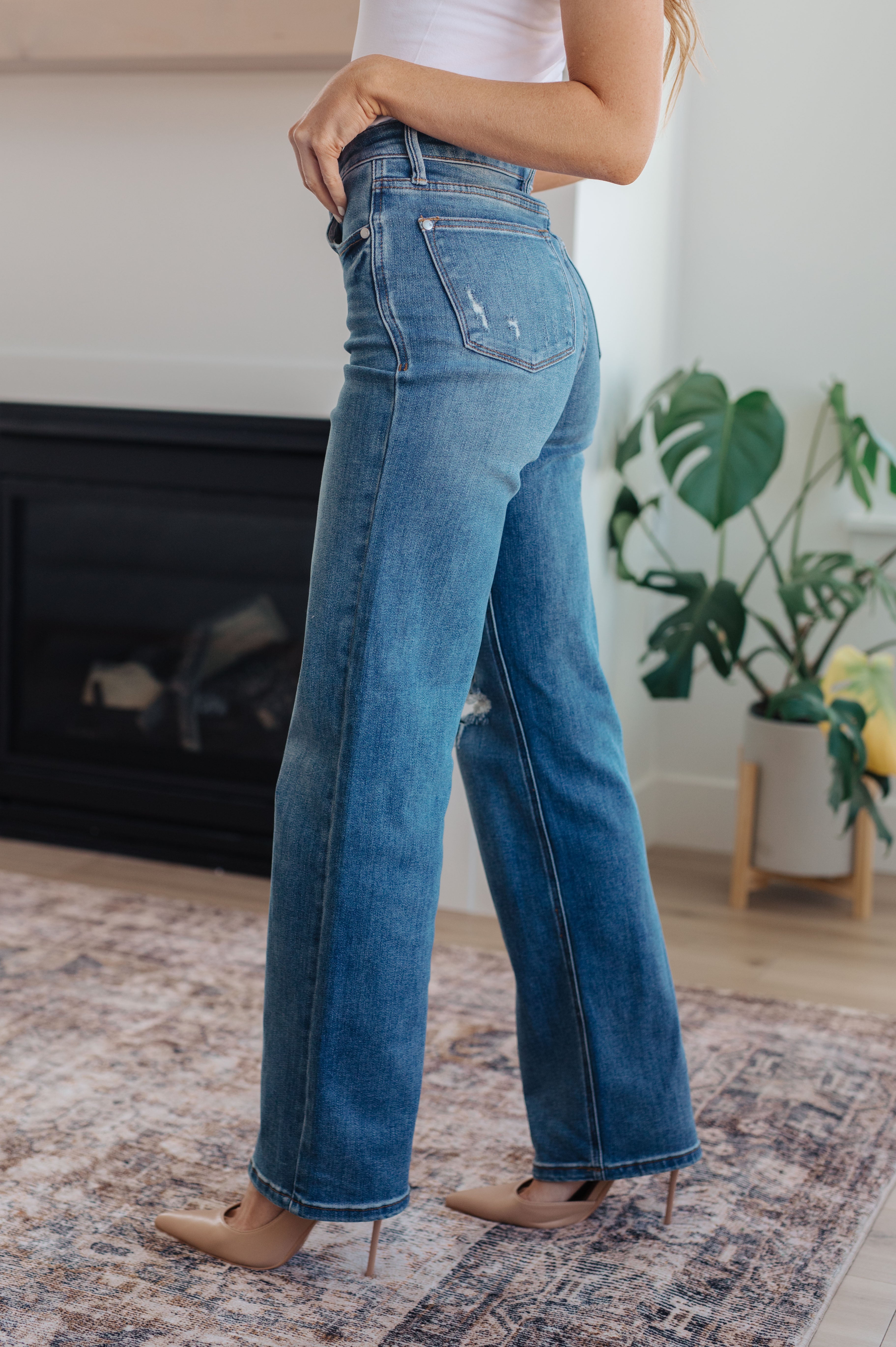 Carrie High Rise Control Top 90's Straight Jeans - Judy Blue Womens Ave Shops   