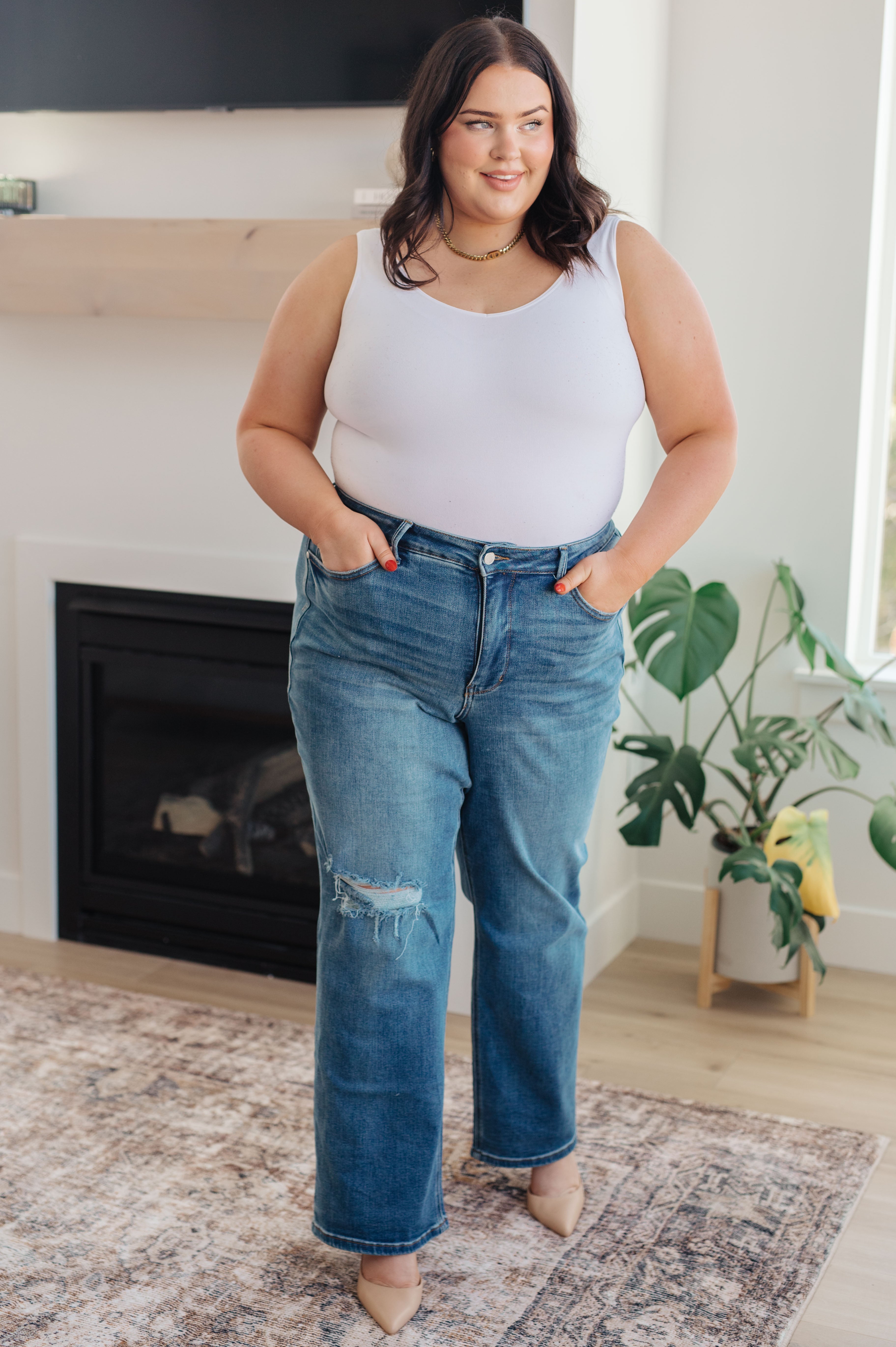 Carrie High Rise Control Top 90's Straight Jeans - Judy Blue Womens Ave Shops   