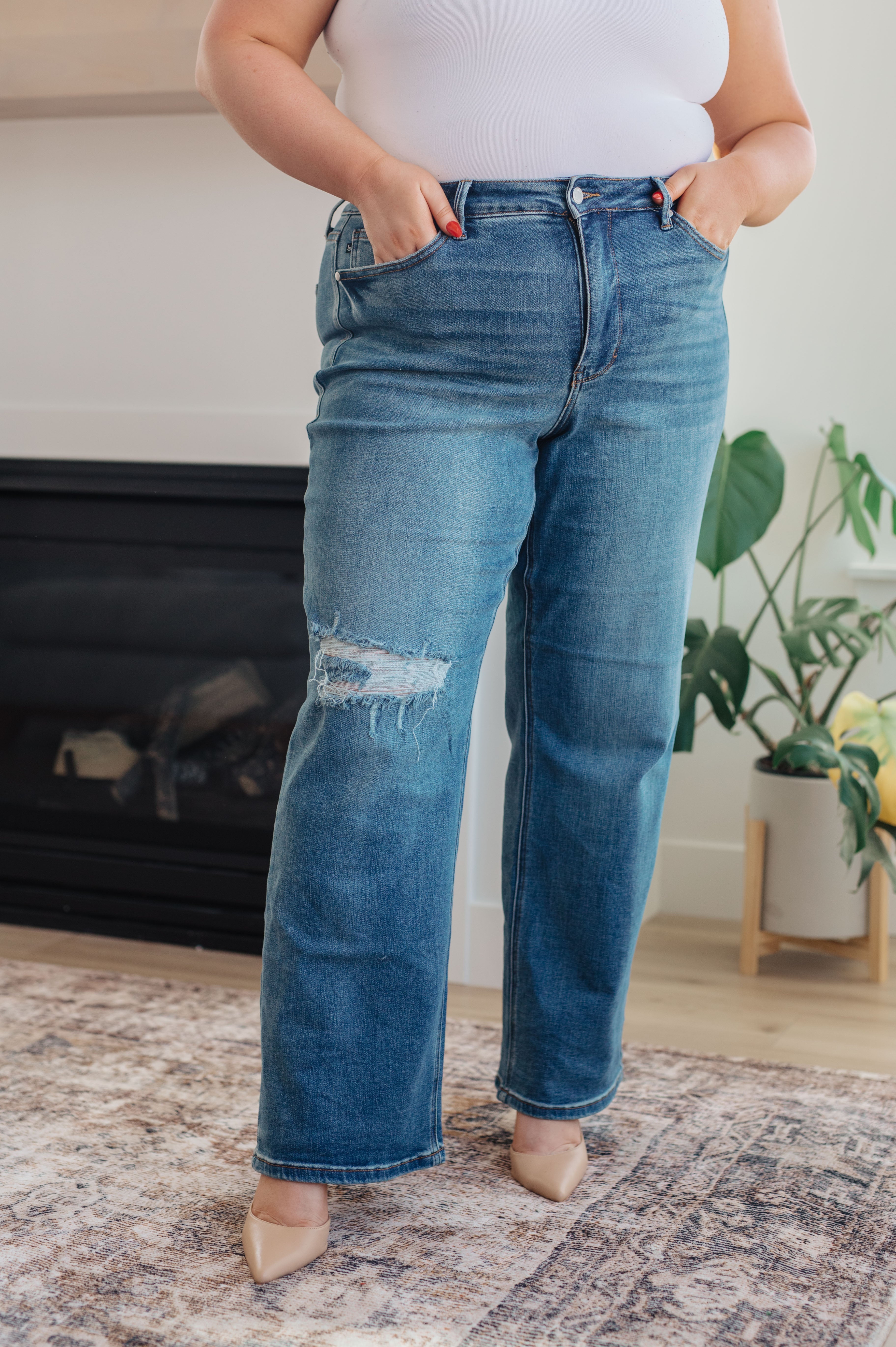 Carrie High Rise Control Top 90's Straight Jeans - Judy Blue Womens Ave Shops   