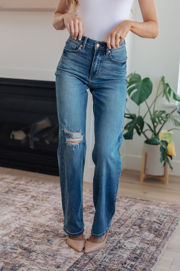Carrie High Rise Control Top 90's Straight Jeans - Judy Blue Womens Ave Shops   