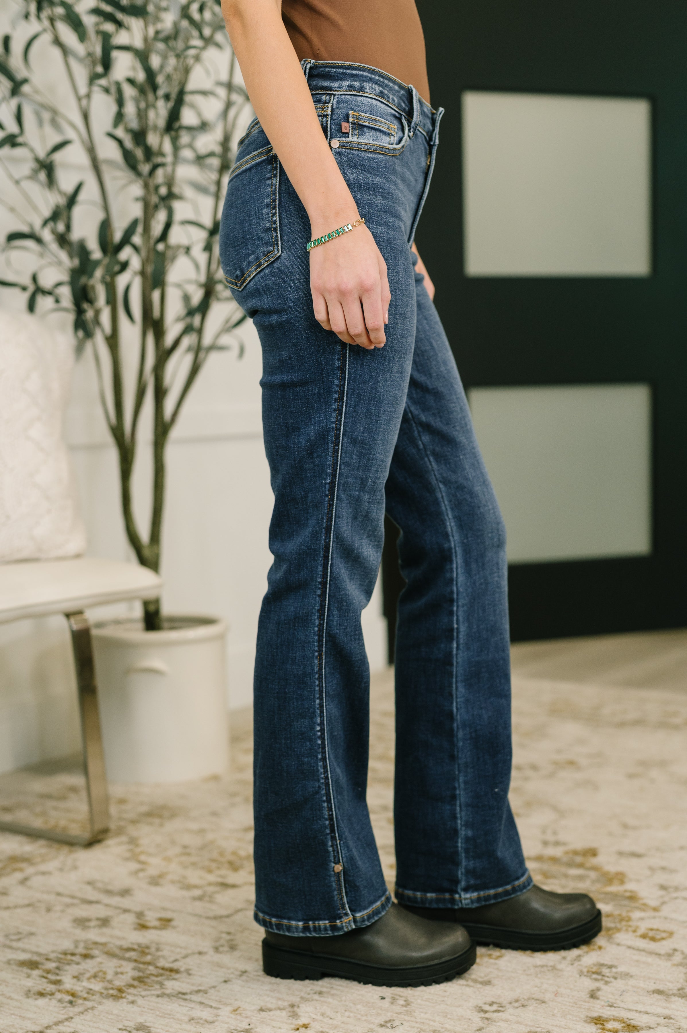 Judy Blue Casey Mid Rise Bootcut with Cell Phone Back Pocket & Slit