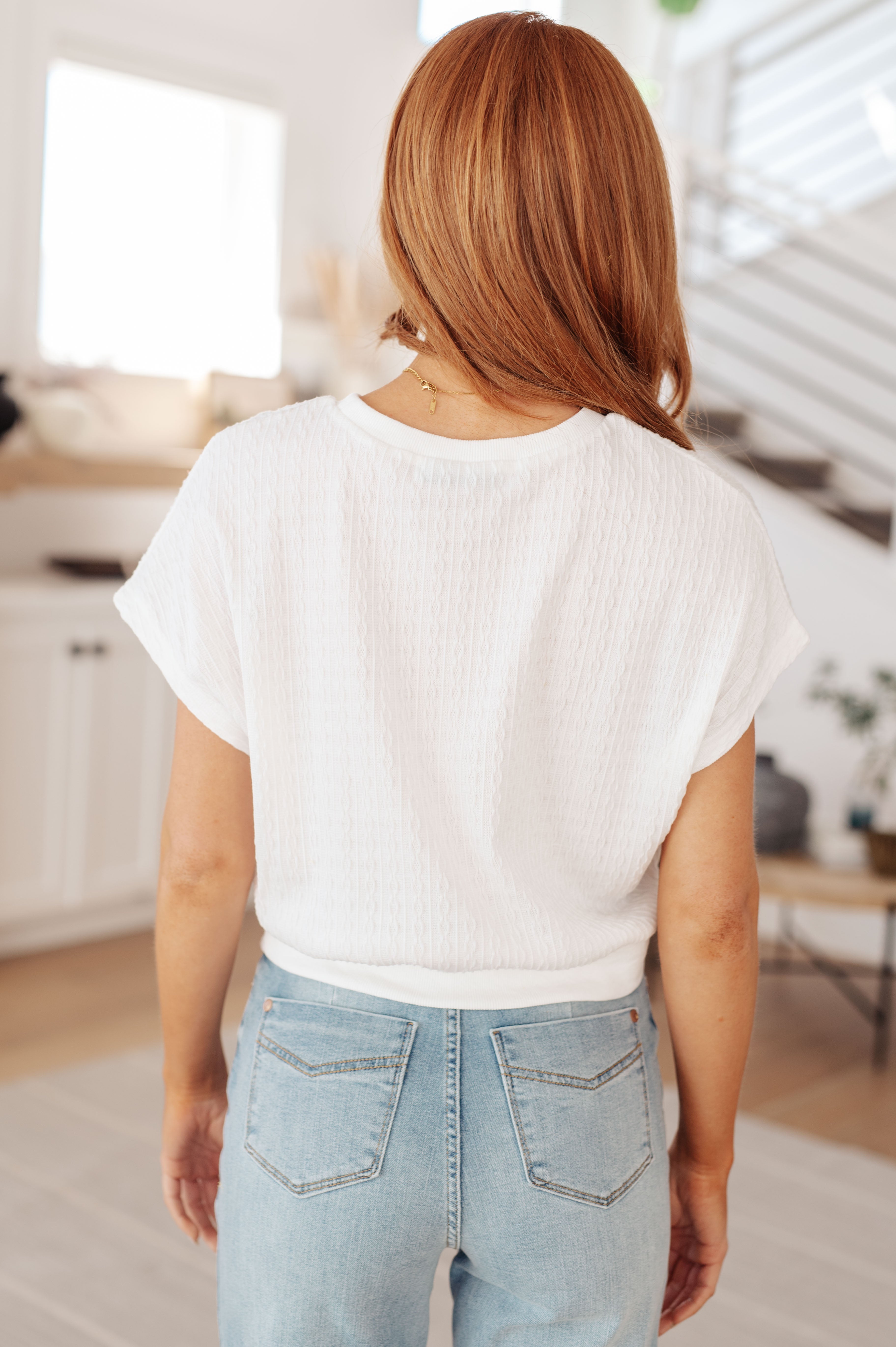 Clearly Classic Short Sleeve Top in White Tops Ave Shops   