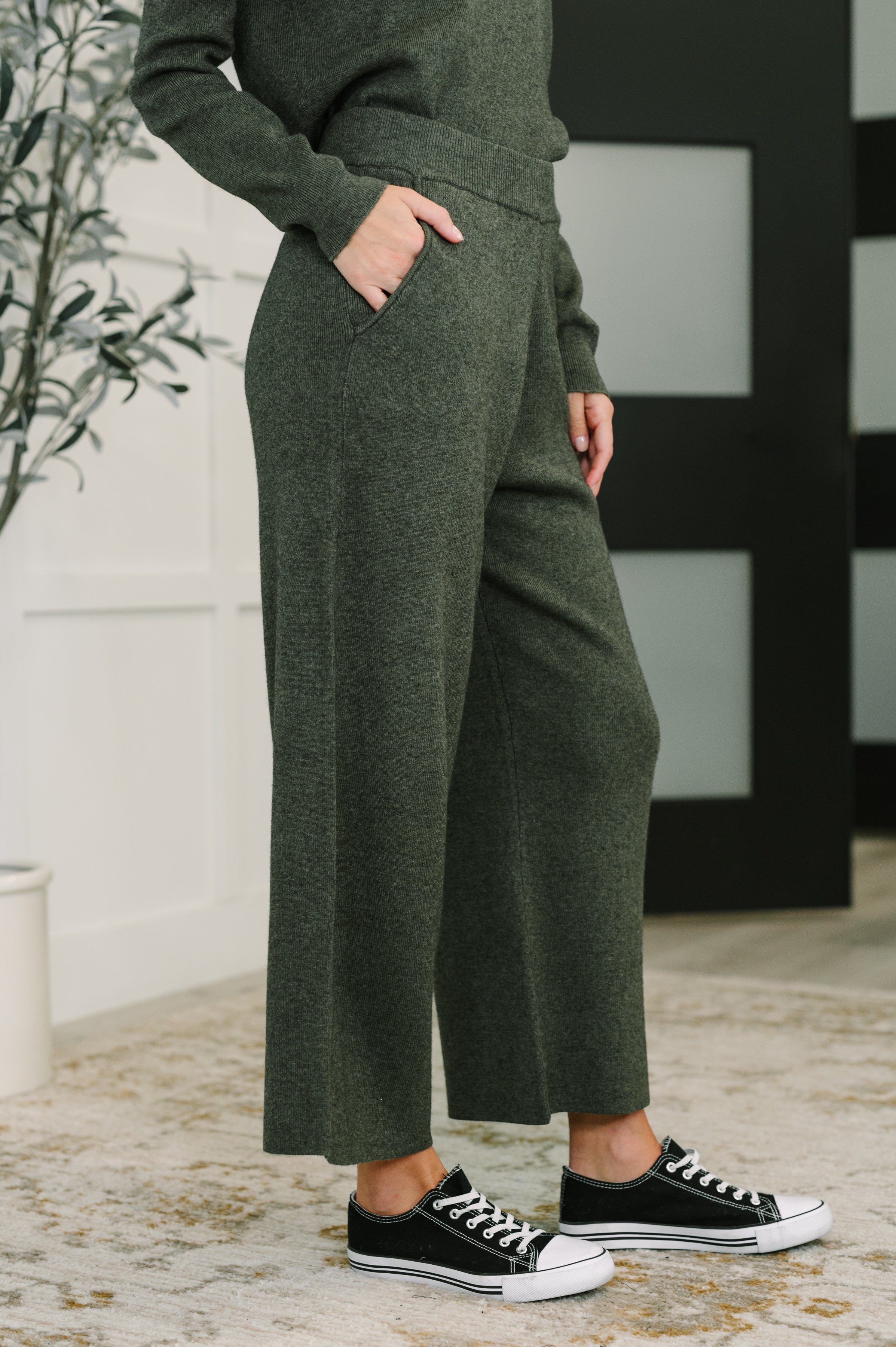 Clove Cozy Knit Culottes in Moss