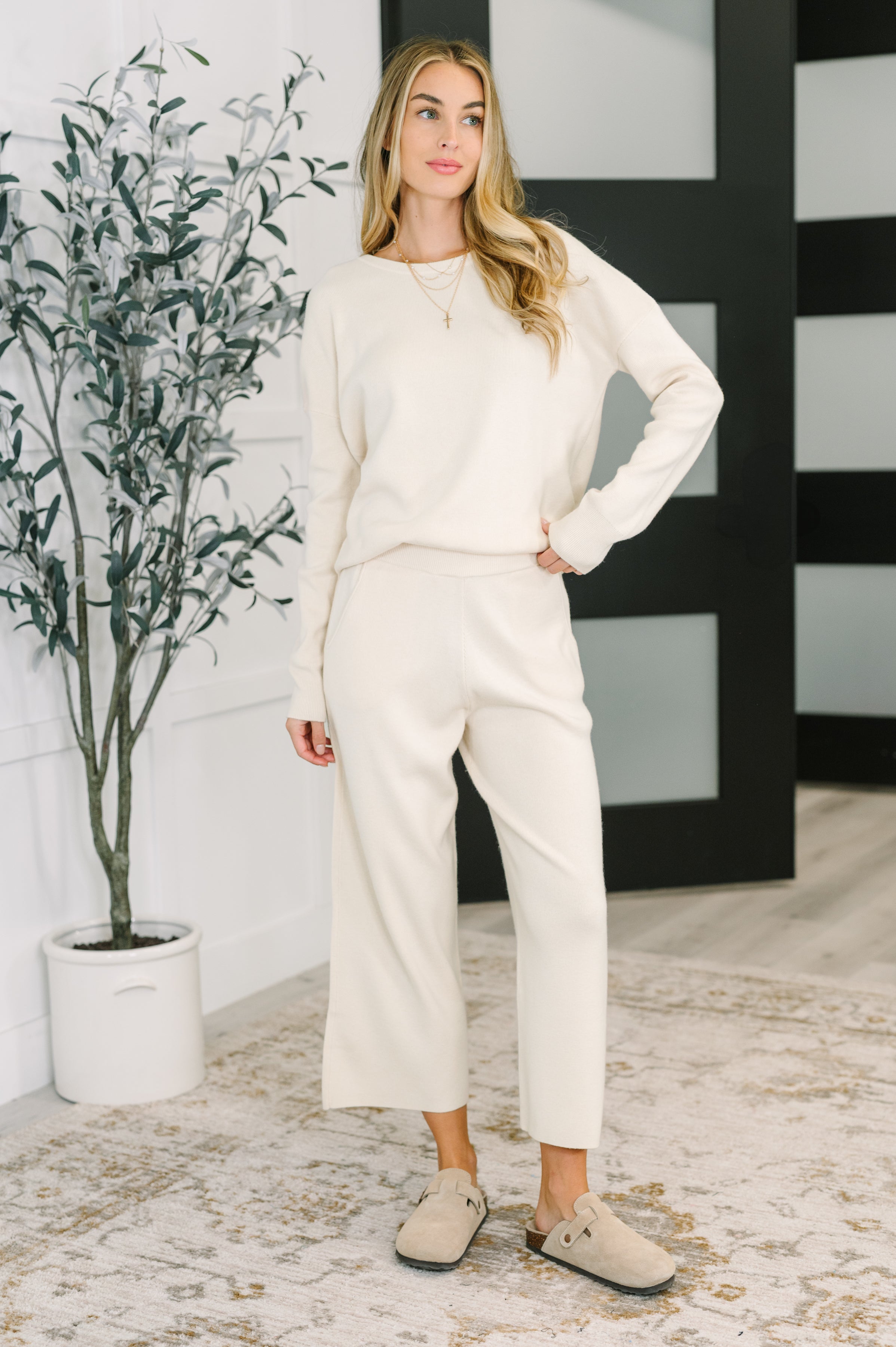 Clove Knit Cozy Culottes in Oat