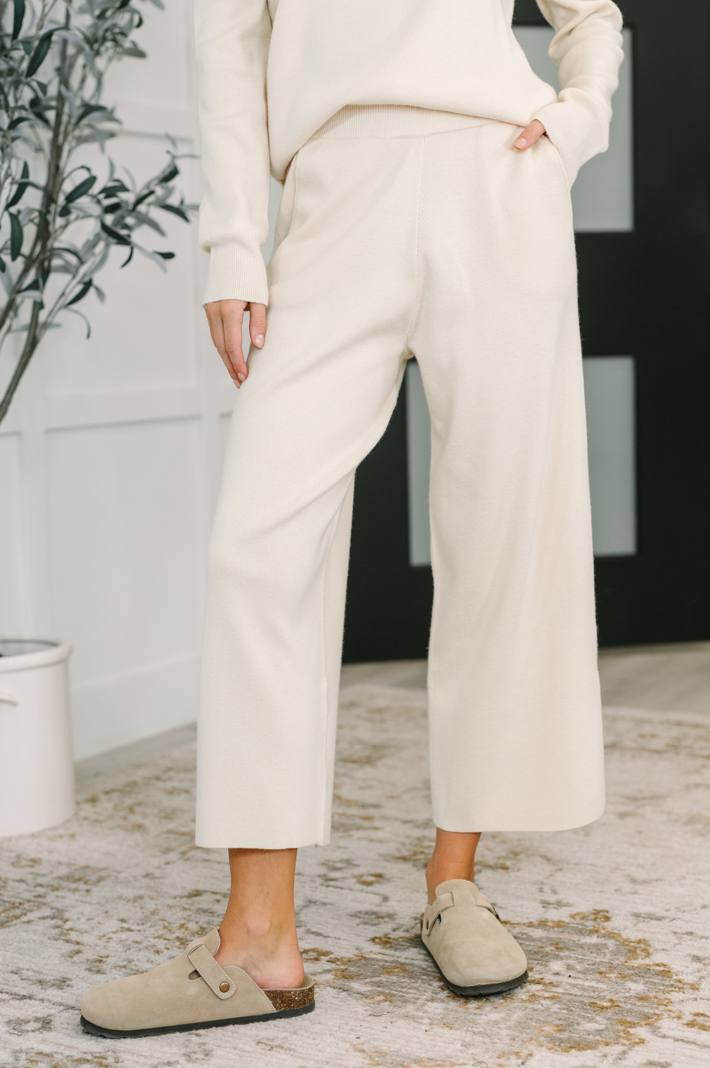 Clove Knit Cozy Culottes in Oat