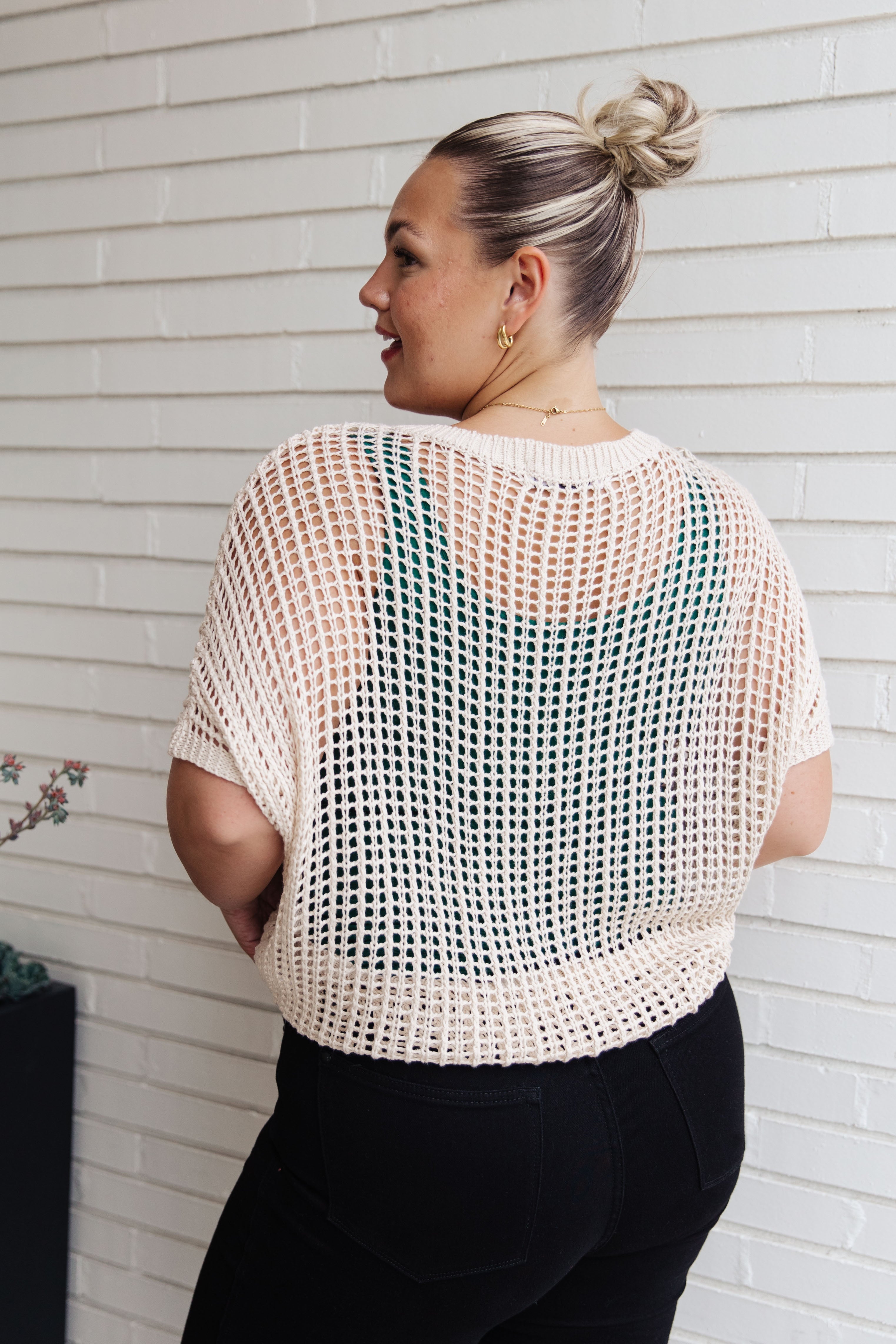 Coastal Dreams Fishnet Top in Cream Tops Ave Shops   