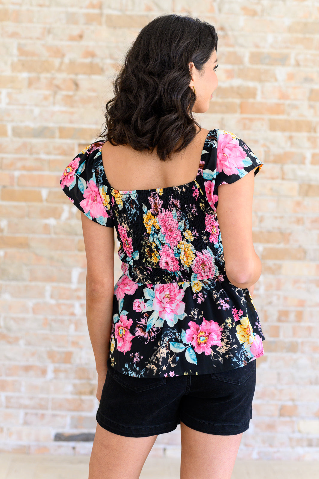 Constantly Cute Floral Top in Black Multi Tops Ave Shops   