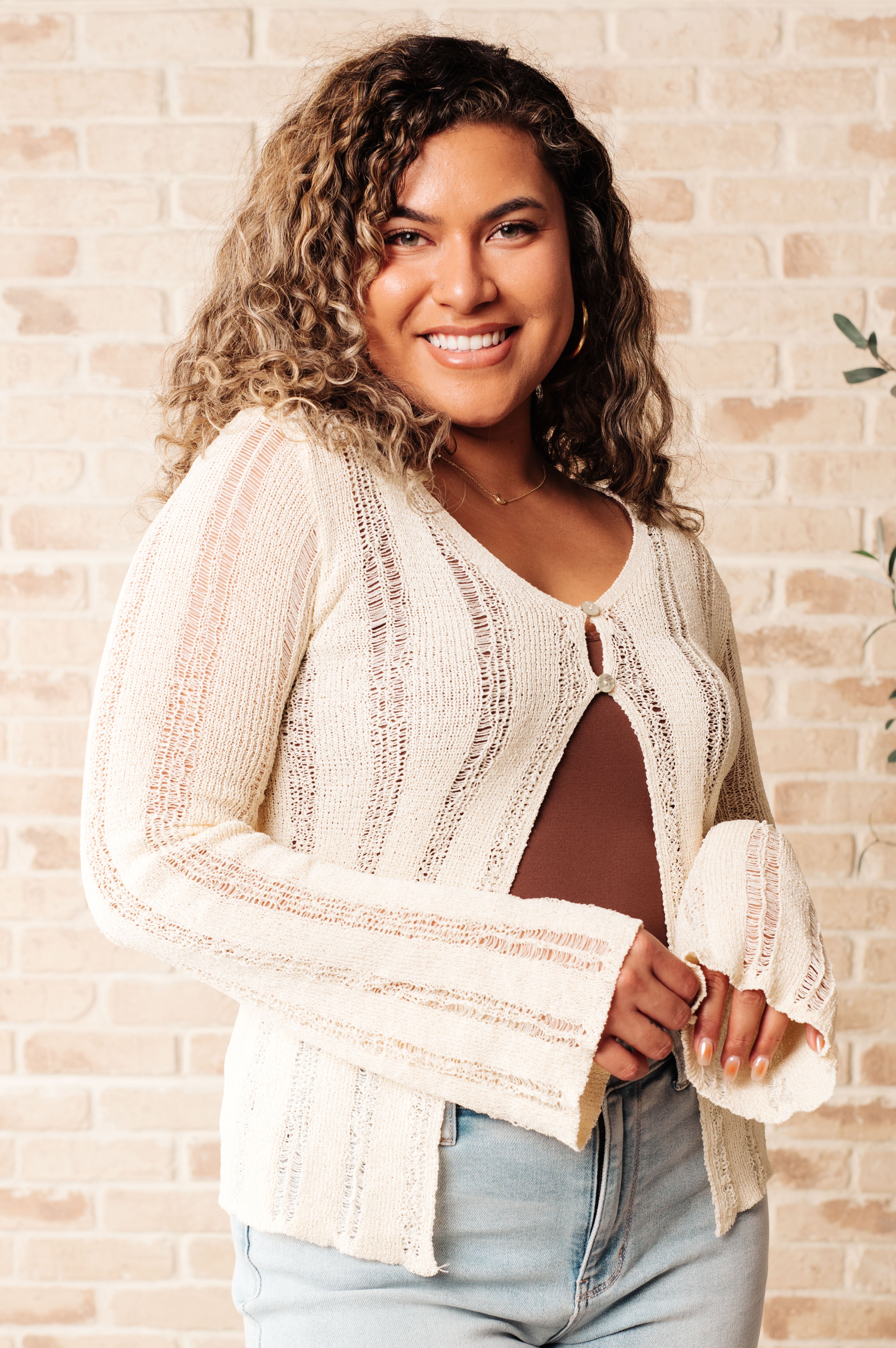 San Tropez Lightweight Knit Cardigan in Cream Layers Ave Shops   