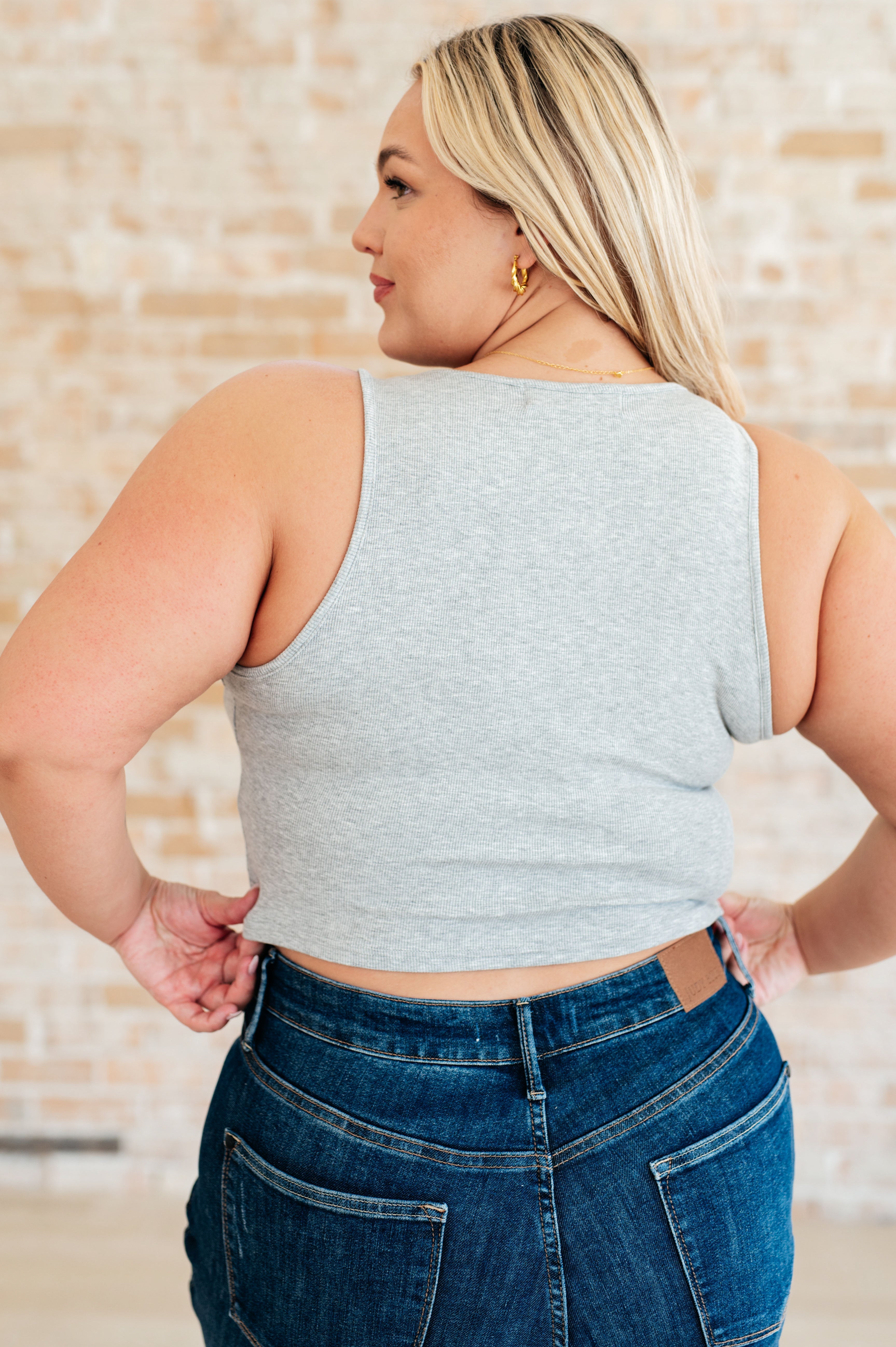 Cream of the Crop Rib Knit Tank Top in Grey Tops Ave Shops   